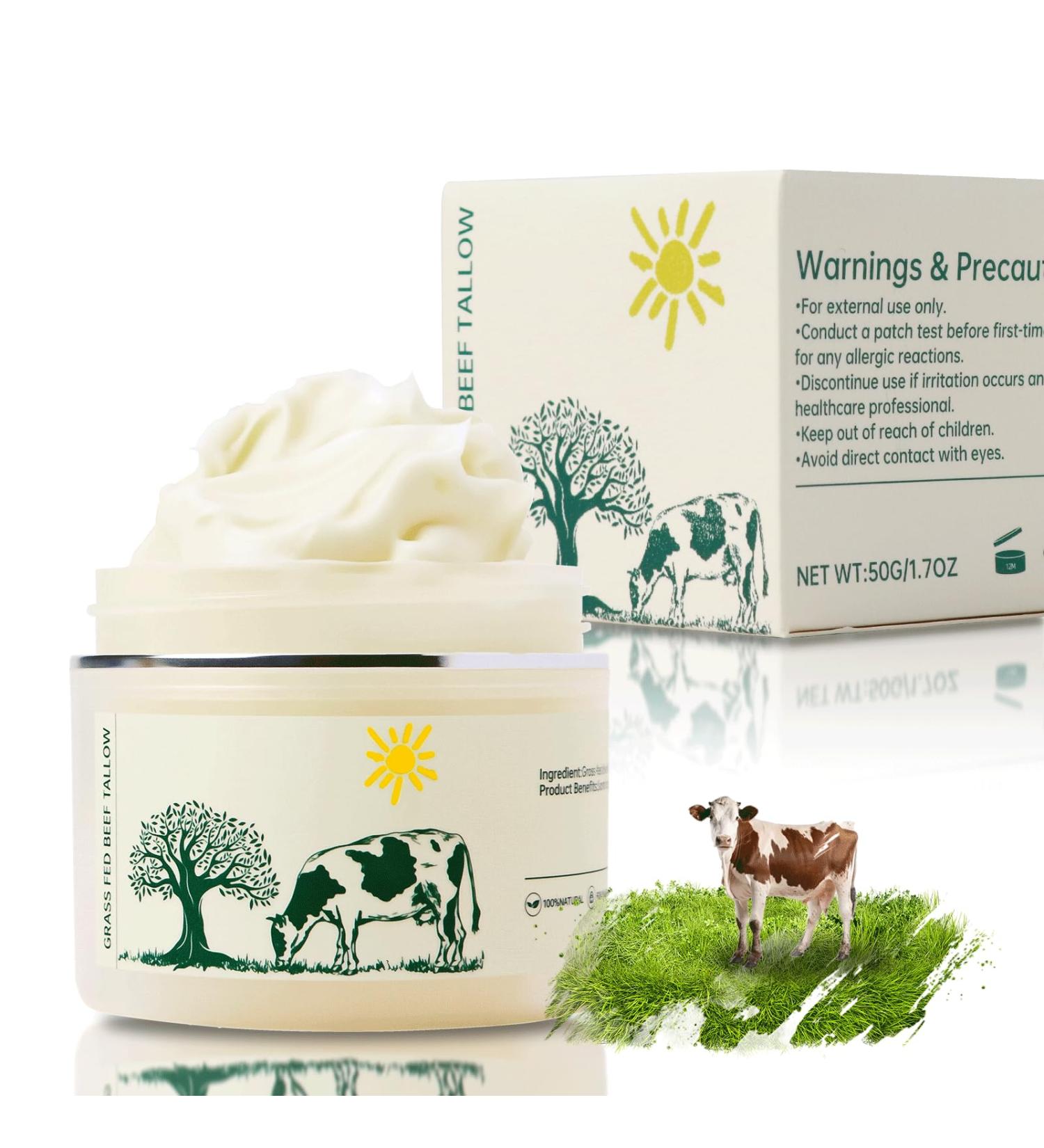 Nielies Grass Fed Beef Tallow Skin Moisturizer Whipped Face Cream Fast Absorbing Unscented Lotion for Dry Sensitive Skin-1.07 oz - Buy Online on GoSupps.com