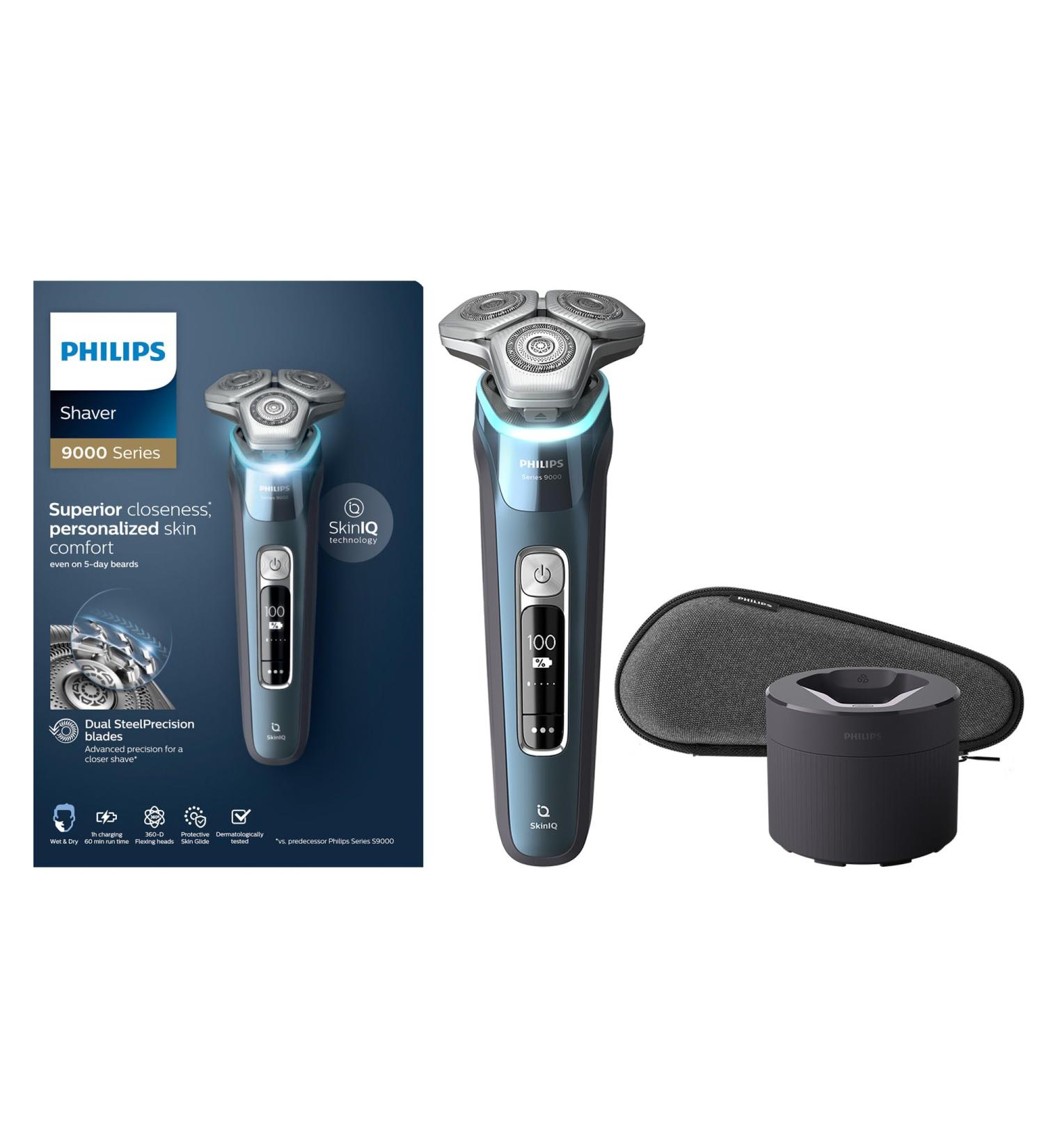 Philips Electric Shaver Series 9000 Wet & Dry Electric with Dual SteelPrecision Blades Ice Blue S9982/50 - Buy Online on GoSupps.com