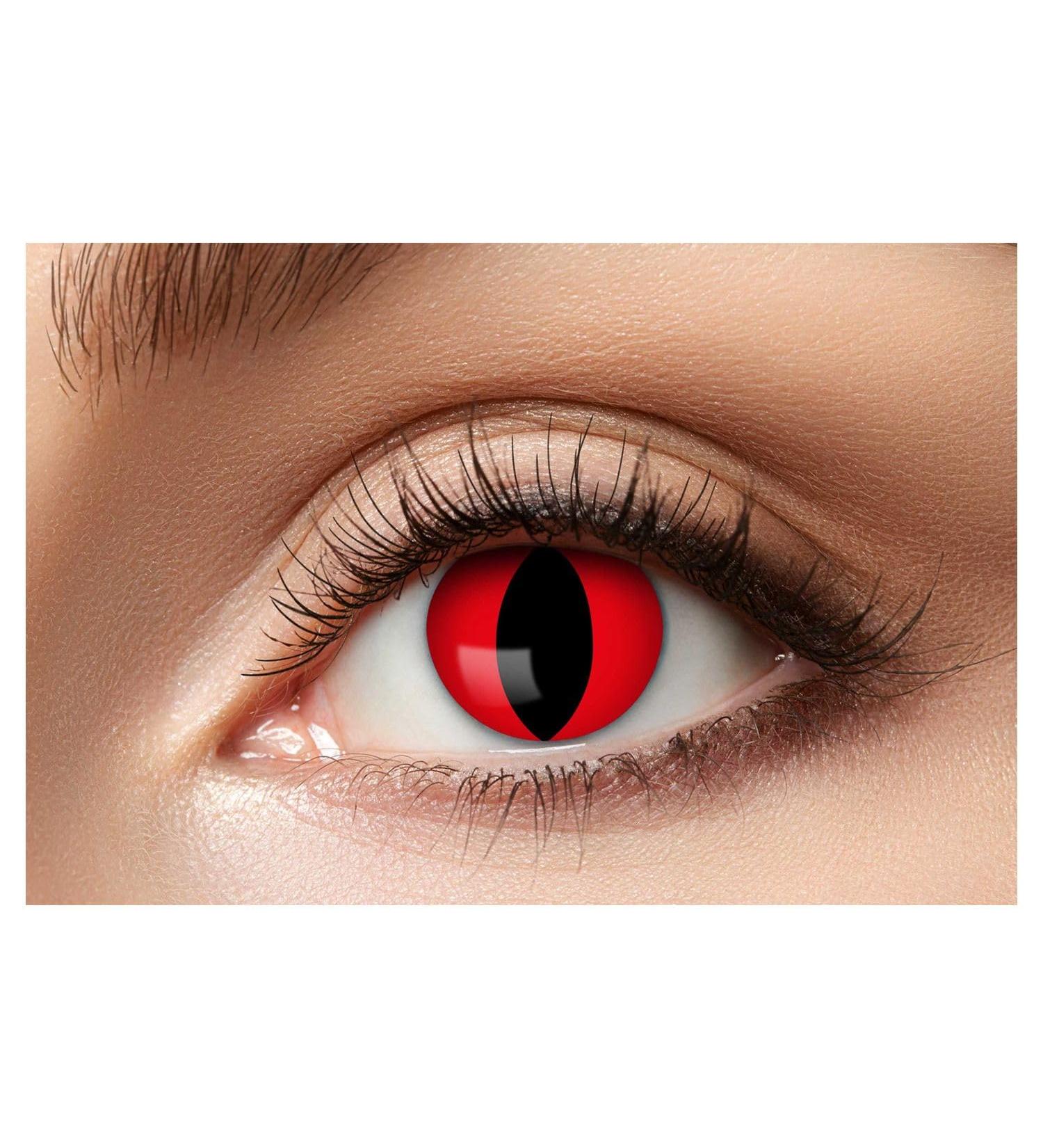 Eyecatcher 84063141-594 Red Colored Contact Lenses - 1 Pair 12 Month Wear for Carnival Mardi Gras & Halloween Cat Eye Look - Buy Online on GoSupps.com