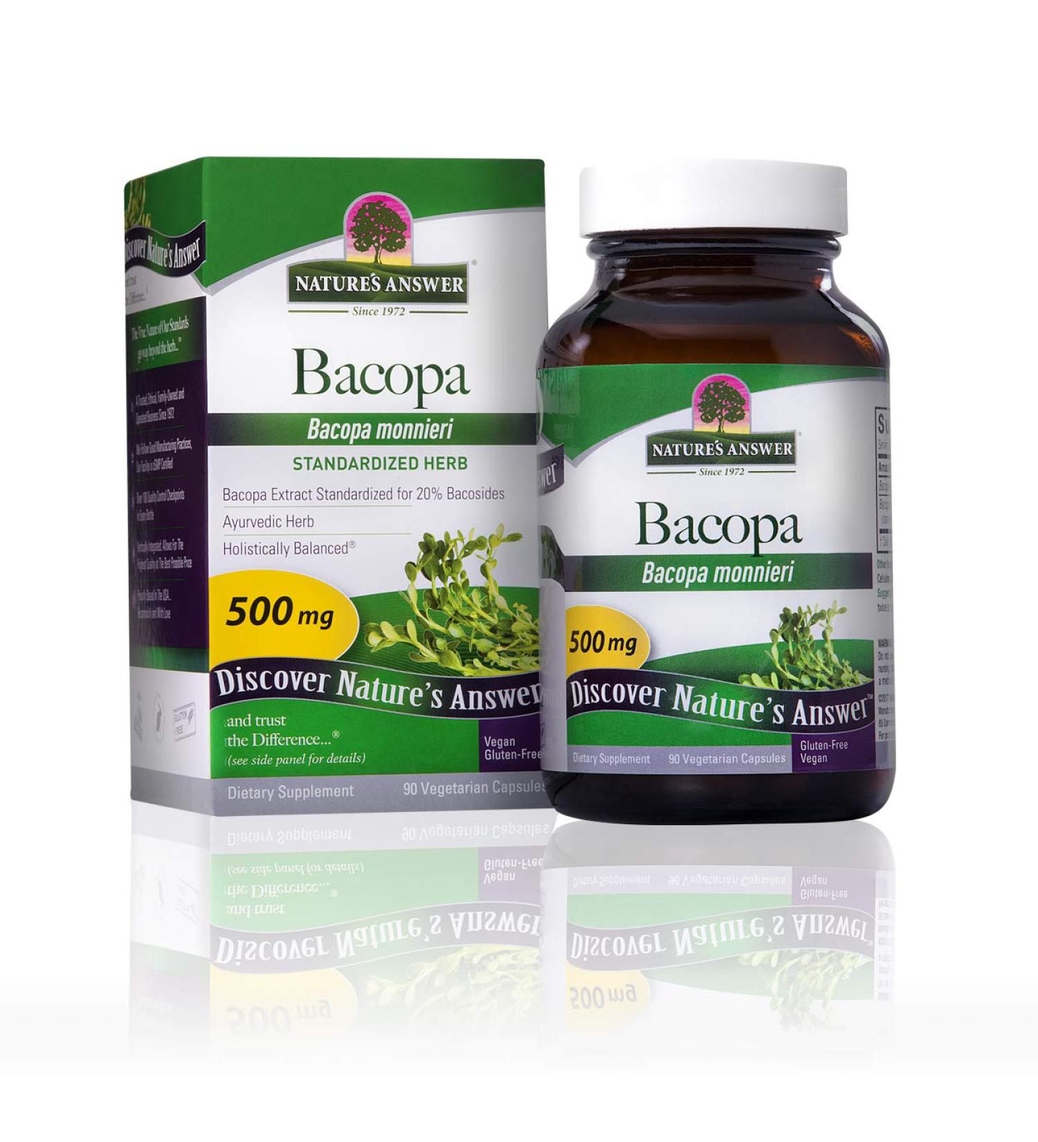 Nature's Answer Bacopa 500mg - 90 Vegetarian Capsules | Premium Herbal Supplement - Buy Online on GoSupps.com