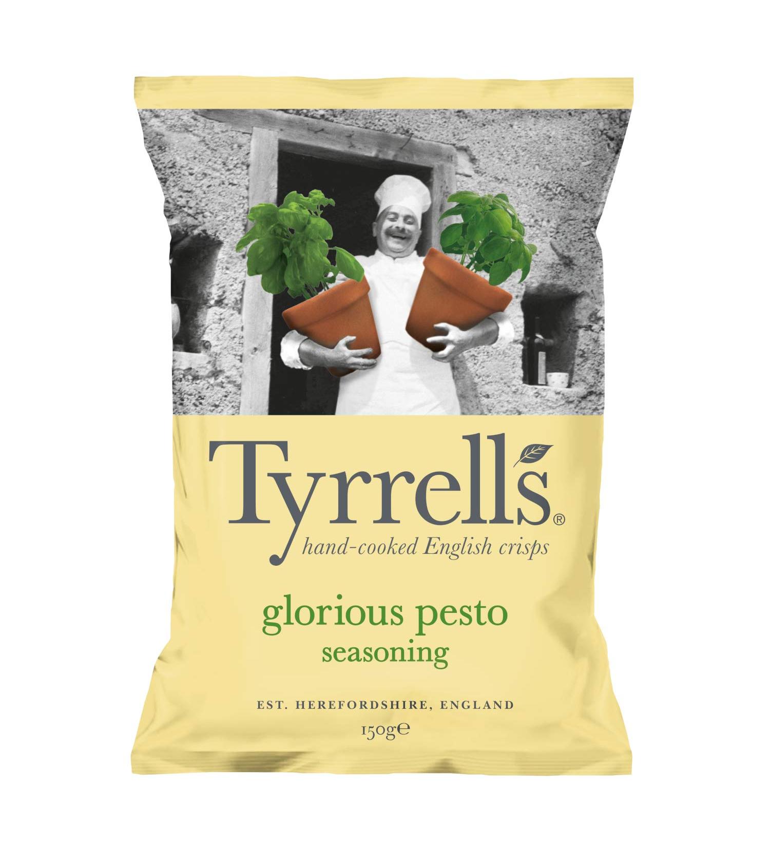 Tyrrell's Glorious Pesto Seasoning Potato Chips 150g - Pack of 6 - Buy Online on GoSupps.com