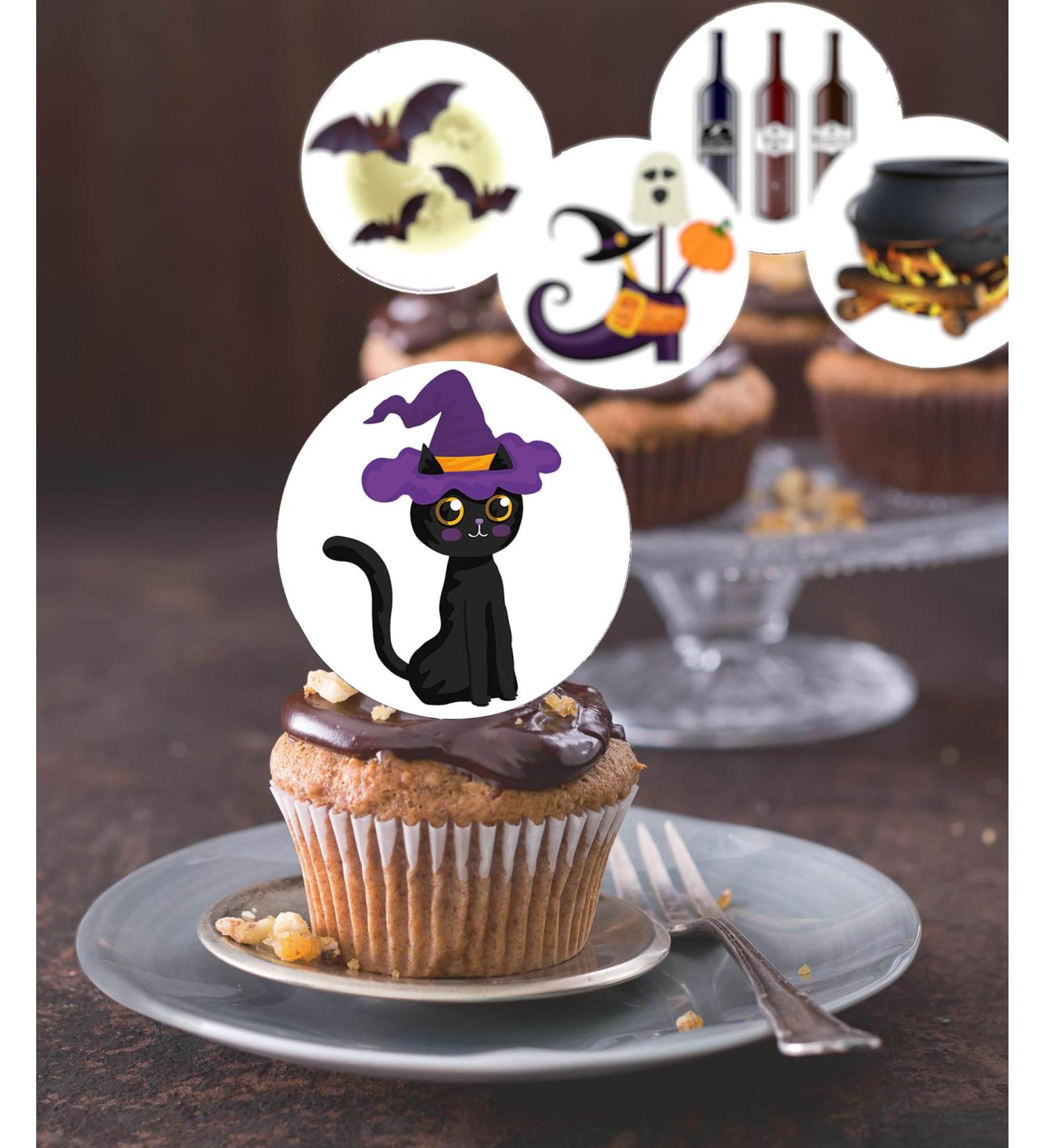 24 x Pre-Cut Halloween Mix 20 Edible Stand up Wafer/Rice Paper Cupcake Toppers Birthday Party Cake Decorations - Buy Online on GoSupps.com