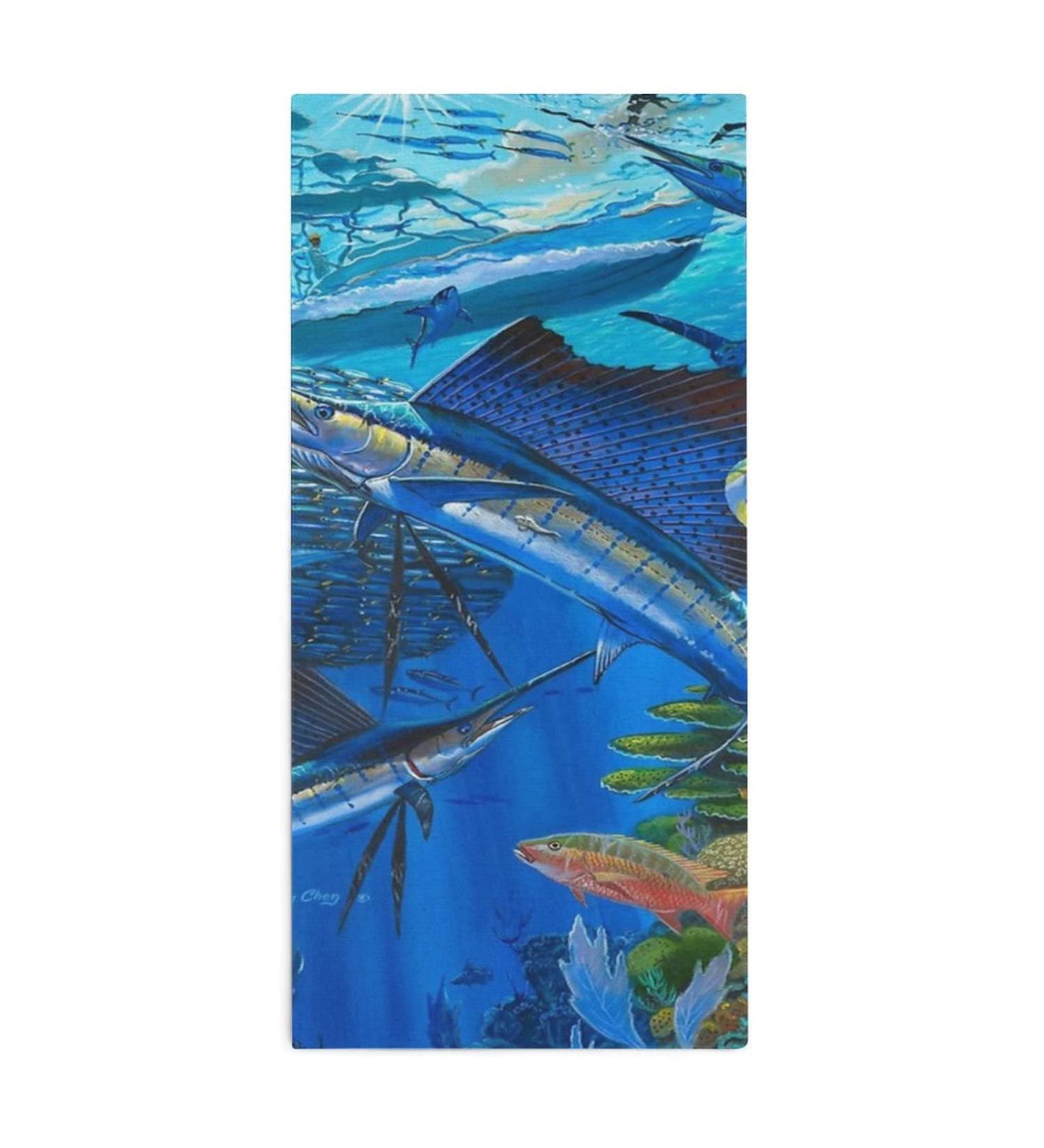 Stylish Sailfish & Billfish Reef Hand Towels - Soft Washcloths for Bathroom, Kitchen, Hotel & Everyday Use - Buy Online on GoSupps.com