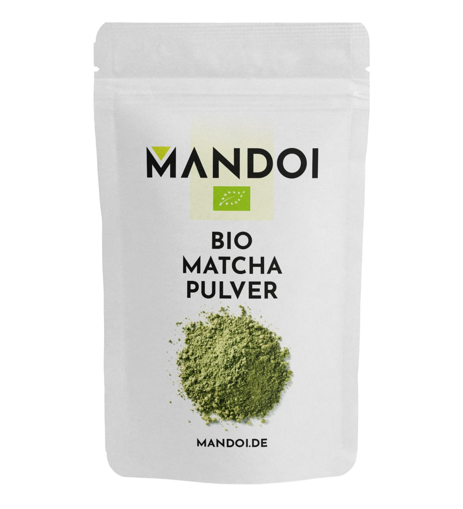 Mandoi Organic Matcha Powder 50g - Premium Green Tea Powder for Smoothies Shakes & Baking - Buy Online on GoSupps.com