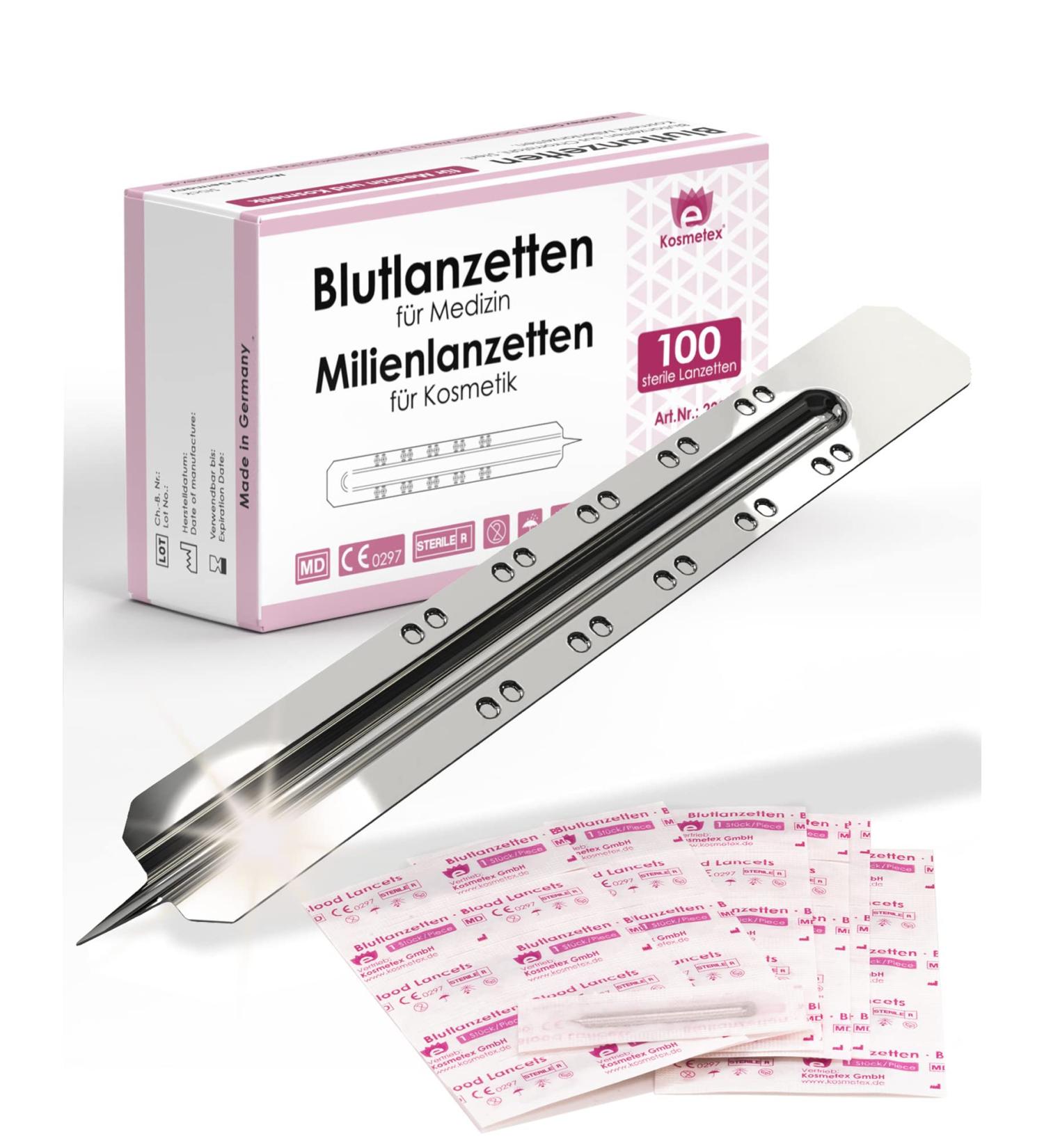 100 Sterile Lancets for Blood Testing | Kosmetex Lancing Device for Milia | 100 Pieces Pack - Fast International Shipping - Buy Online on GoSupps.com