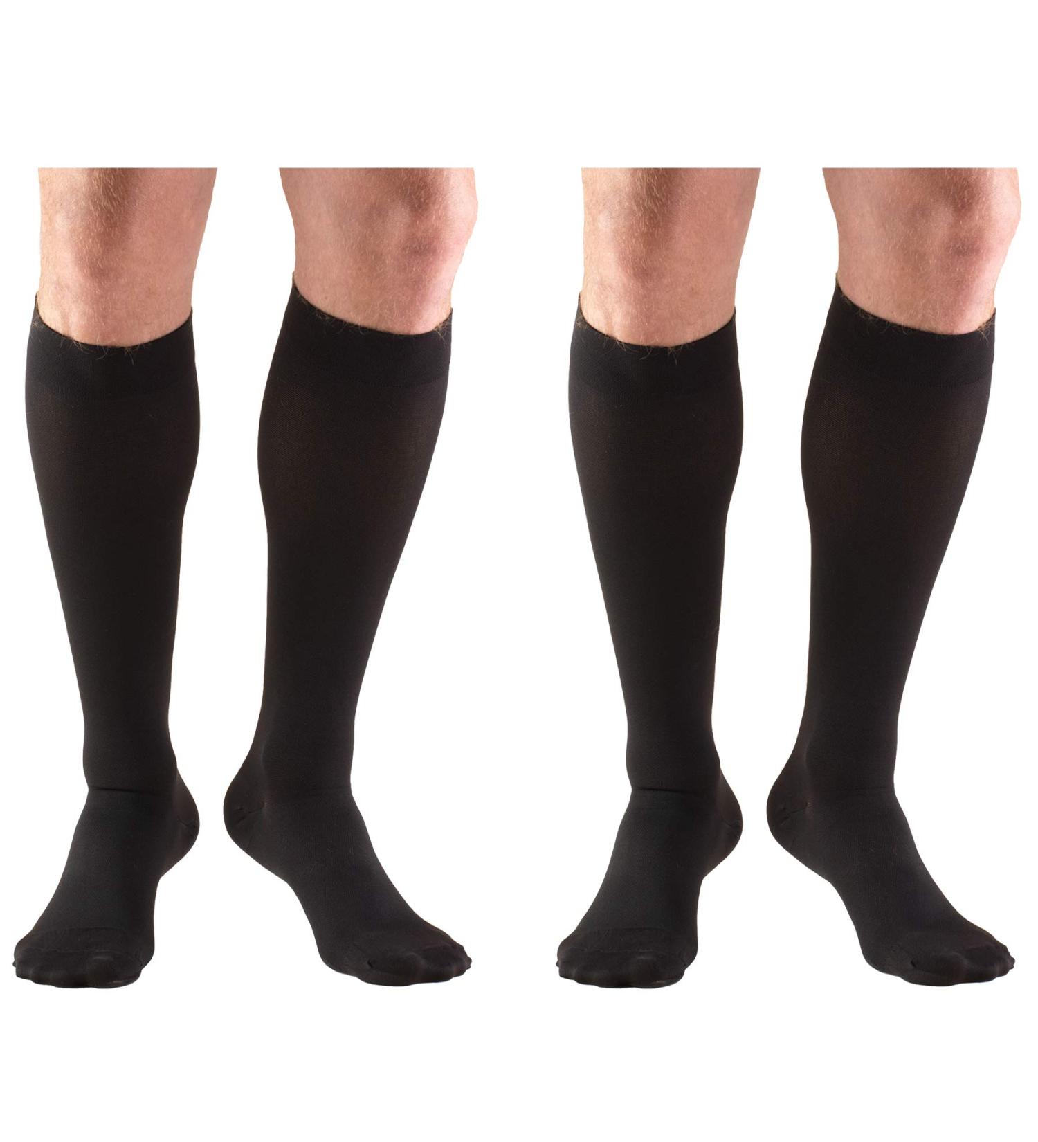 Truform 20-30 mmHg Compression Stockings for Men & Women - Knee High Closed Toe Black (Large 2 Pack) - Optimal Support for Travel & Daily Wear - Buy Online on GoSupps.com