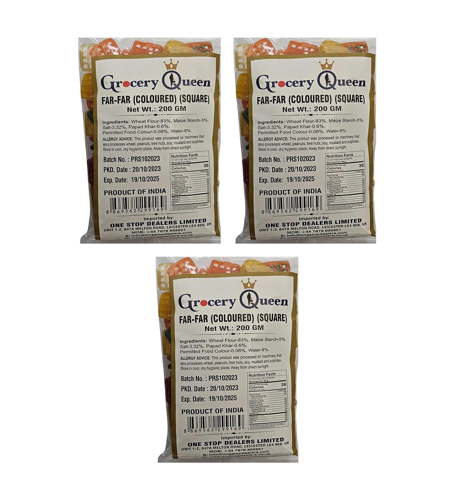 One Stop Dealers Far Far (Fryums) (200 Gram) - A Flaky Crispy And A Bit Sweet And Salty In Taste Vibrant Snacks Either Eaten As A Snacks Or Served To Accompany A Meal (Colored Square Pack of 3) Colored Square 1 count (Pack of 1)