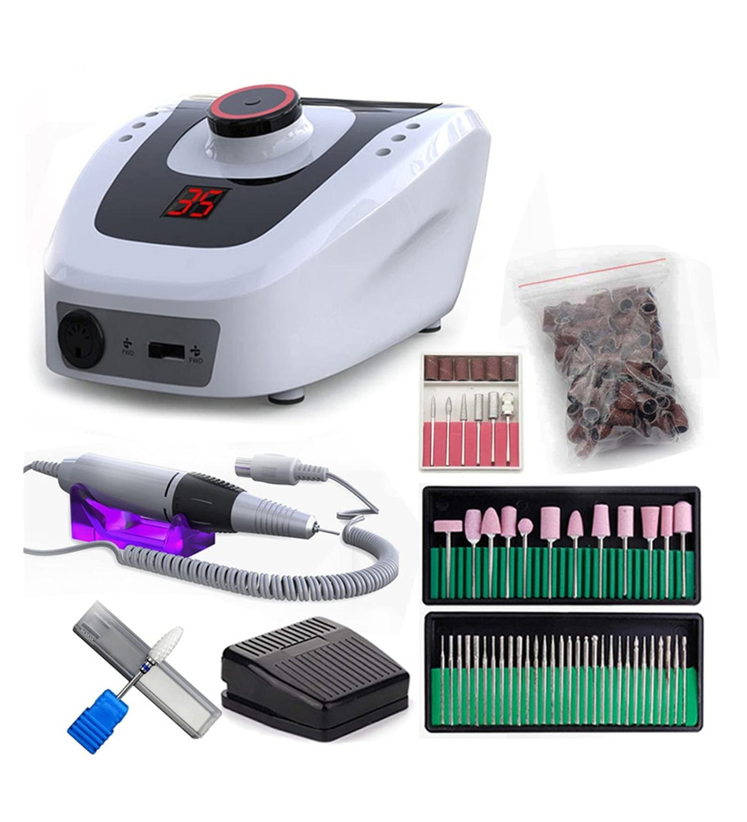 Nail kit Electric Nail Drill 32W 35000 RPM Manicure and Pedicure Kit with LCD Speed Control Display Portable Nail Tools Nail kit for Beginners with Everything - Buy Online on GoSupps.com