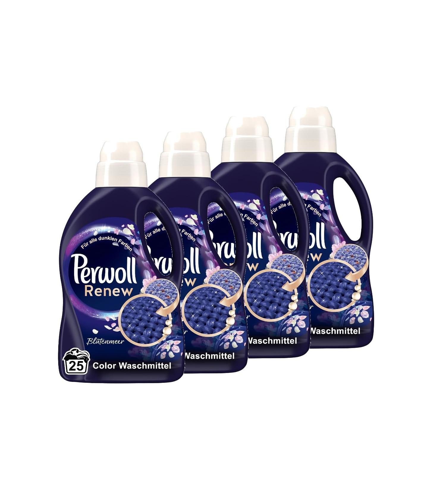 Perwoll Renew Flower Sea Liquid Detergent 4x25 Washes | Black Laundry & Dark Colors | Gentle Clean & Seductive Fragrance 1.38L (4 Pack) - Buy Online on GoSupps.com