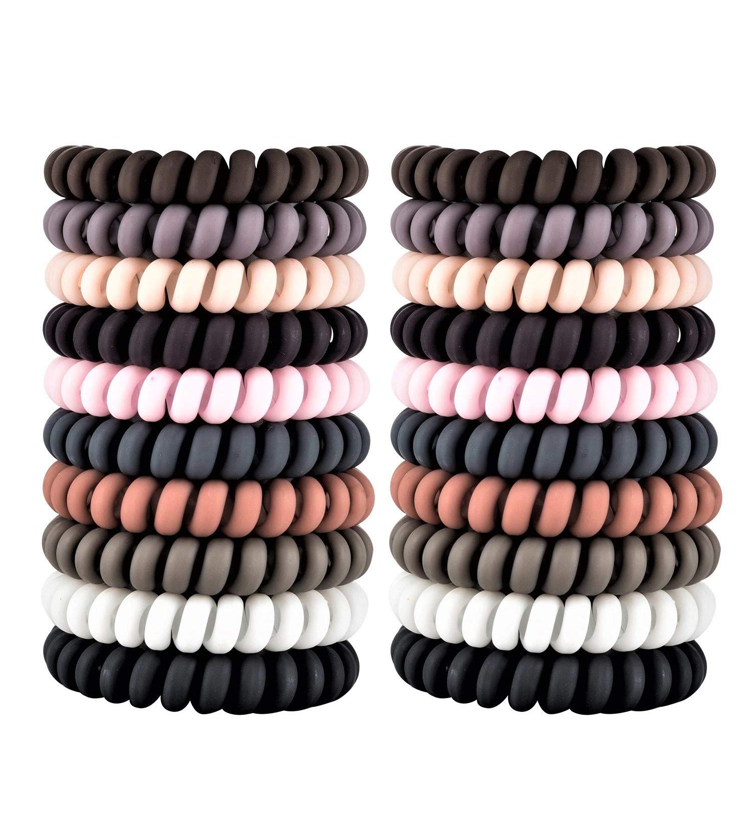 Matte Spiral Hair Ties 30pcs - No Crease Traceless Ponytail Holder for Women & Girls | Large Size Plastic Hair Coils in 10 Colors - Buy Online on GoSupps.com