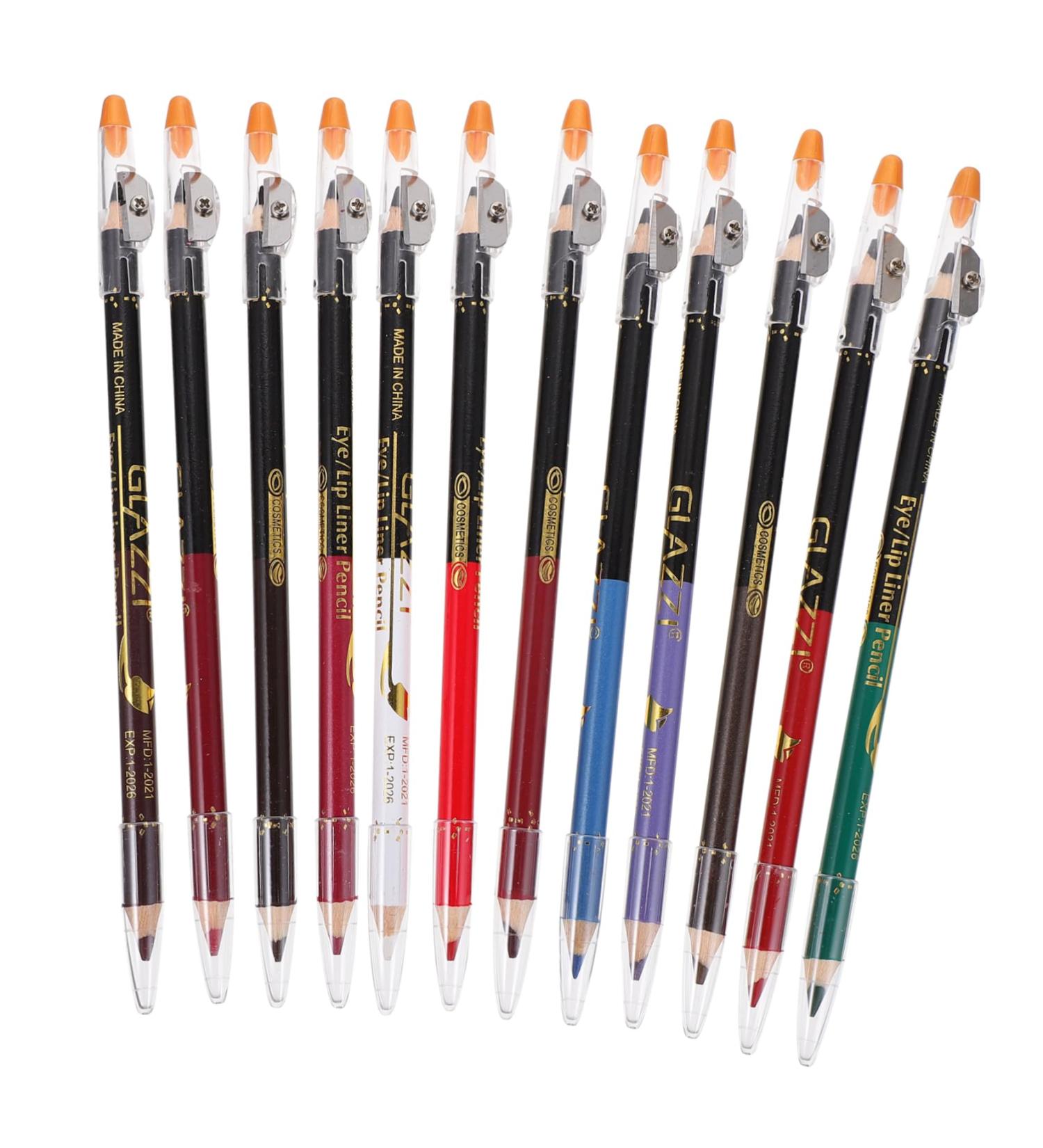 Healeved 12pcs Lip Liner Eyeliner Eyebrow Pencil Lip Liner Pencil Eyeliner Black Gel Eyeliner Wooden - Buy Online on GoSupps.com