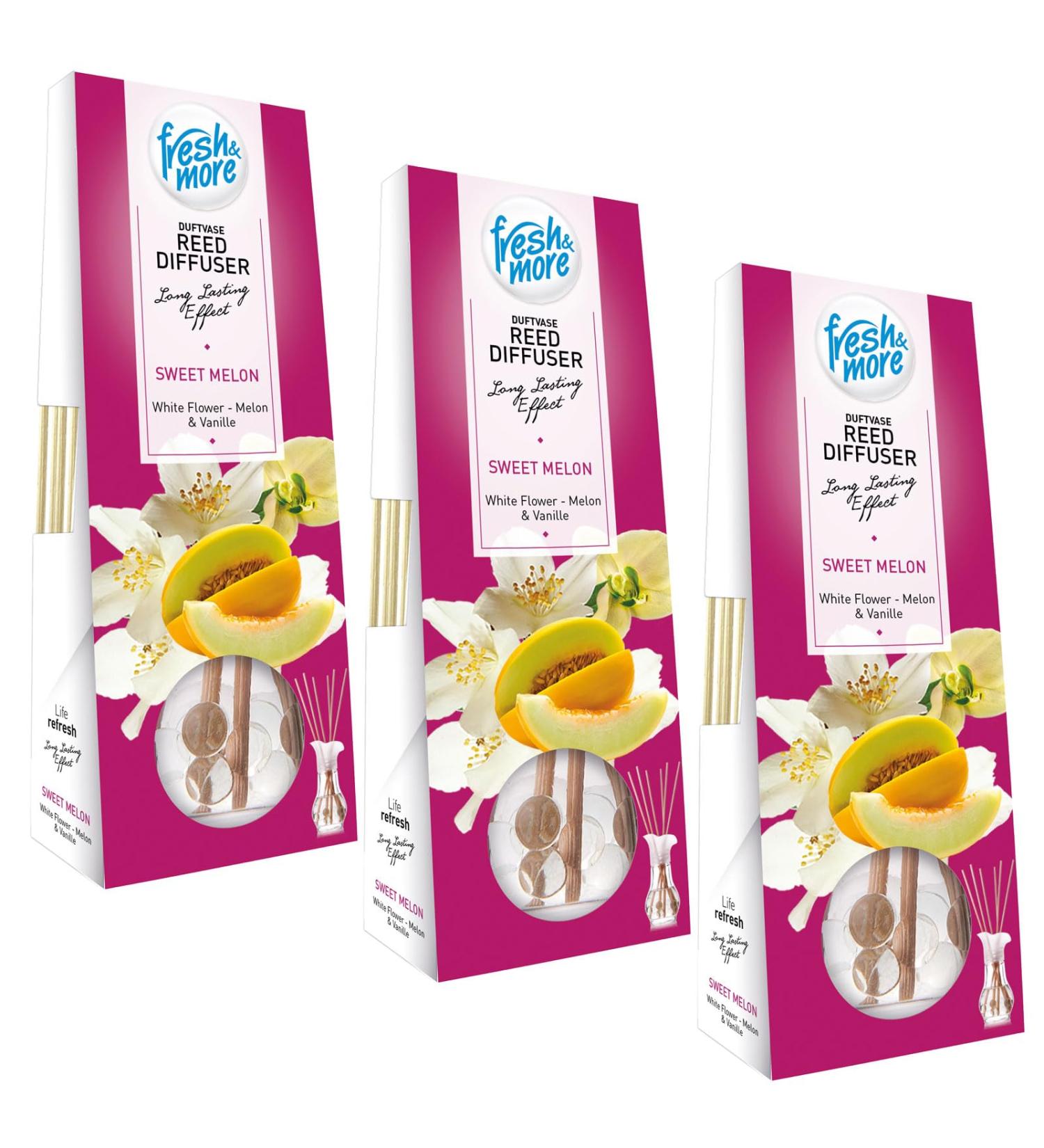 fresh & more air freshener room fragrance vases 35 ml pack of 3 (Sweet Melon)