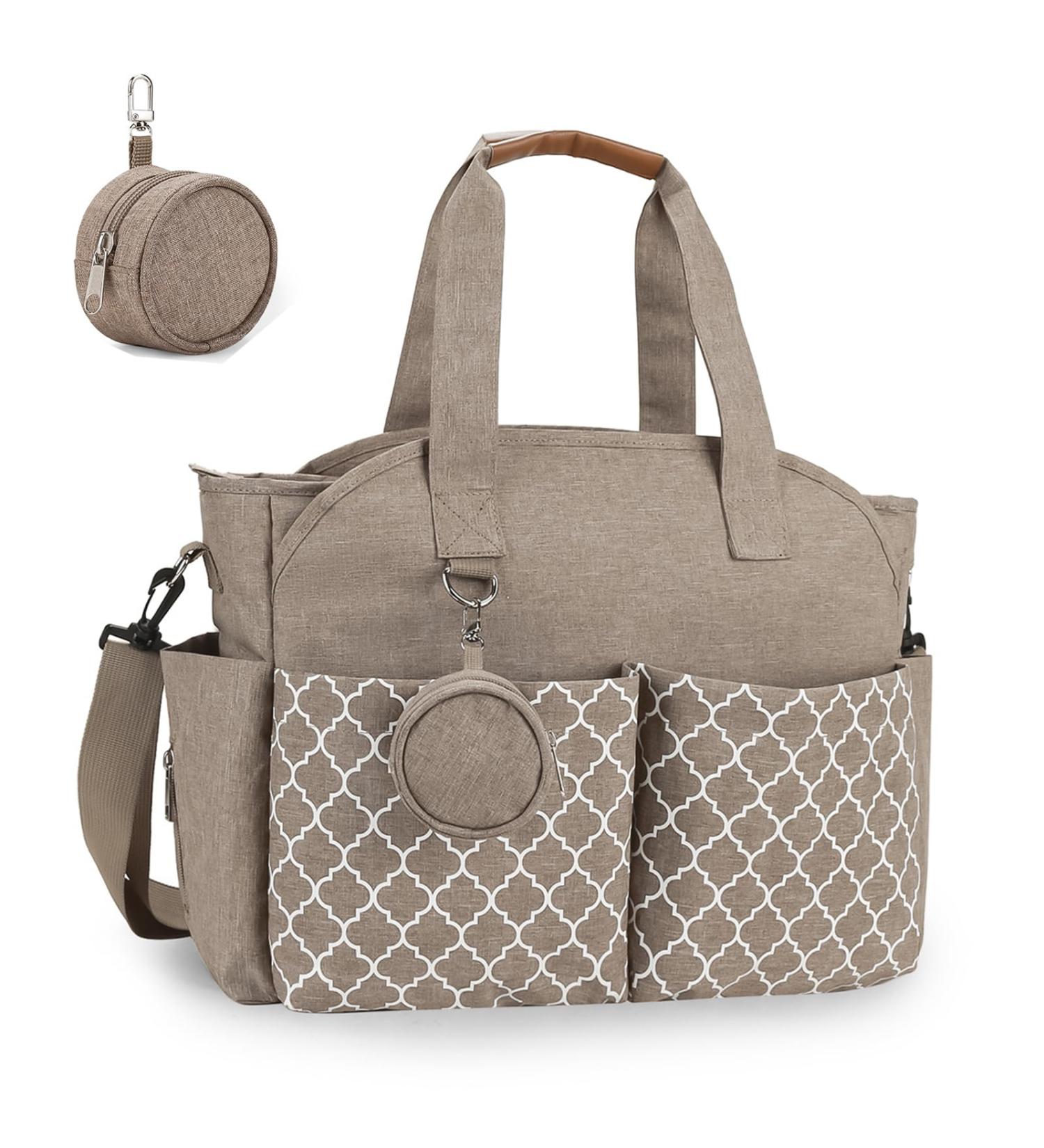Bizcasa Baby Diaper Bag - 13 Pockets Portable Travel Handbag with Pacifier Bag Large Storage Space for All Baby Essentials - Khaki - Buy Online on GoSupps.com