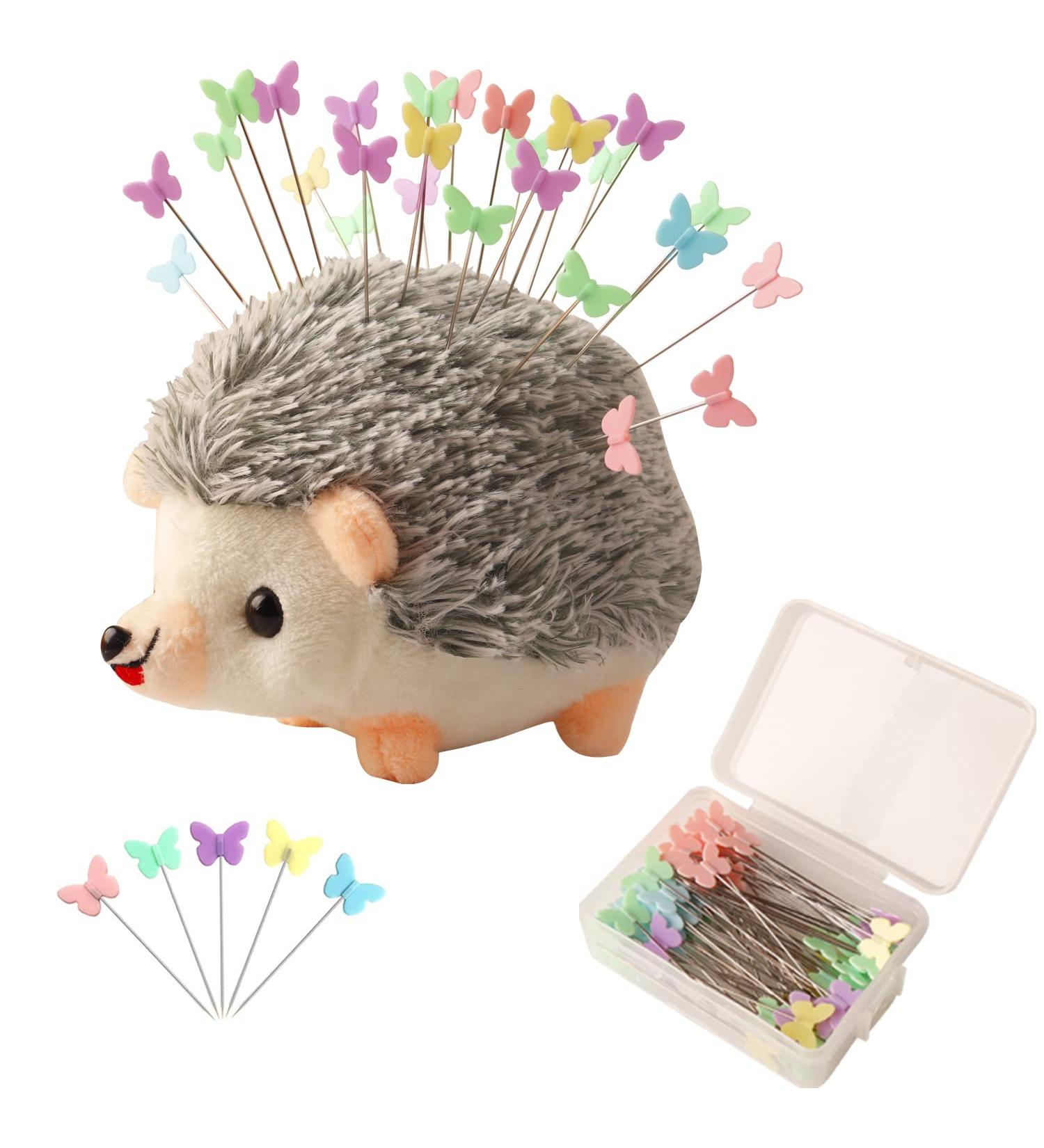 CICILIAYA Hedgehog Shape Pin Cushion Sewing Kit with 100pcs Butterfly Pins - Gray - Buy Online on GoSupps.com