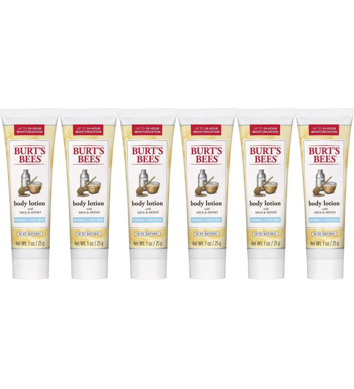 Burt's Bees Body Lotion Naturally Nourishing Milk and Honey 1 Ounce (Pack of 6)