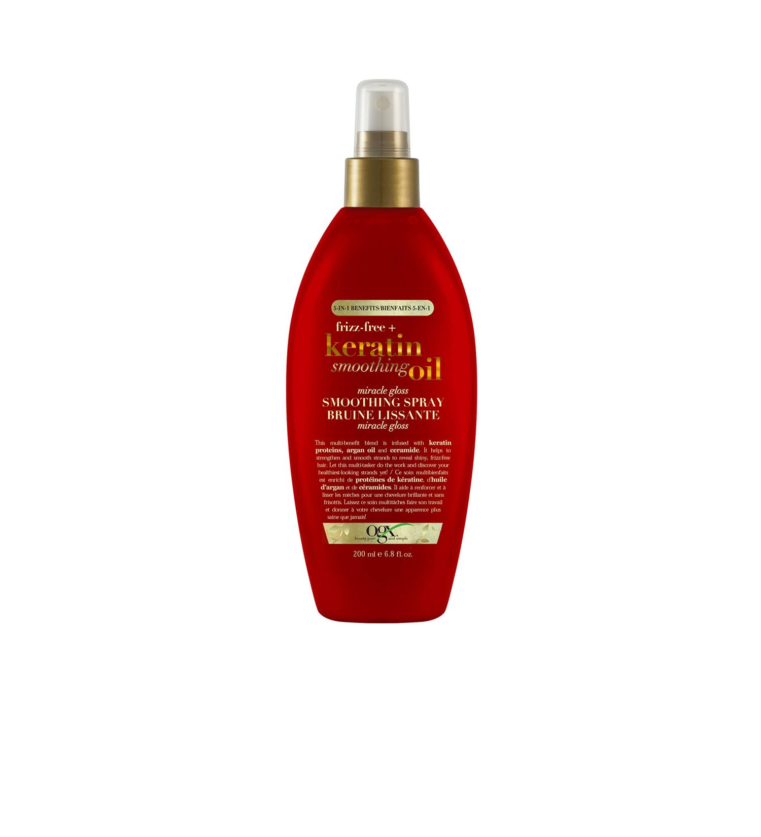 OGX Frizz-Free + Keratin Smoothing Oil Miracle Gloss Spray 5 in 1 De-frizz & Shiny Hair Argan Oil - Buy Online on GoSupps.com