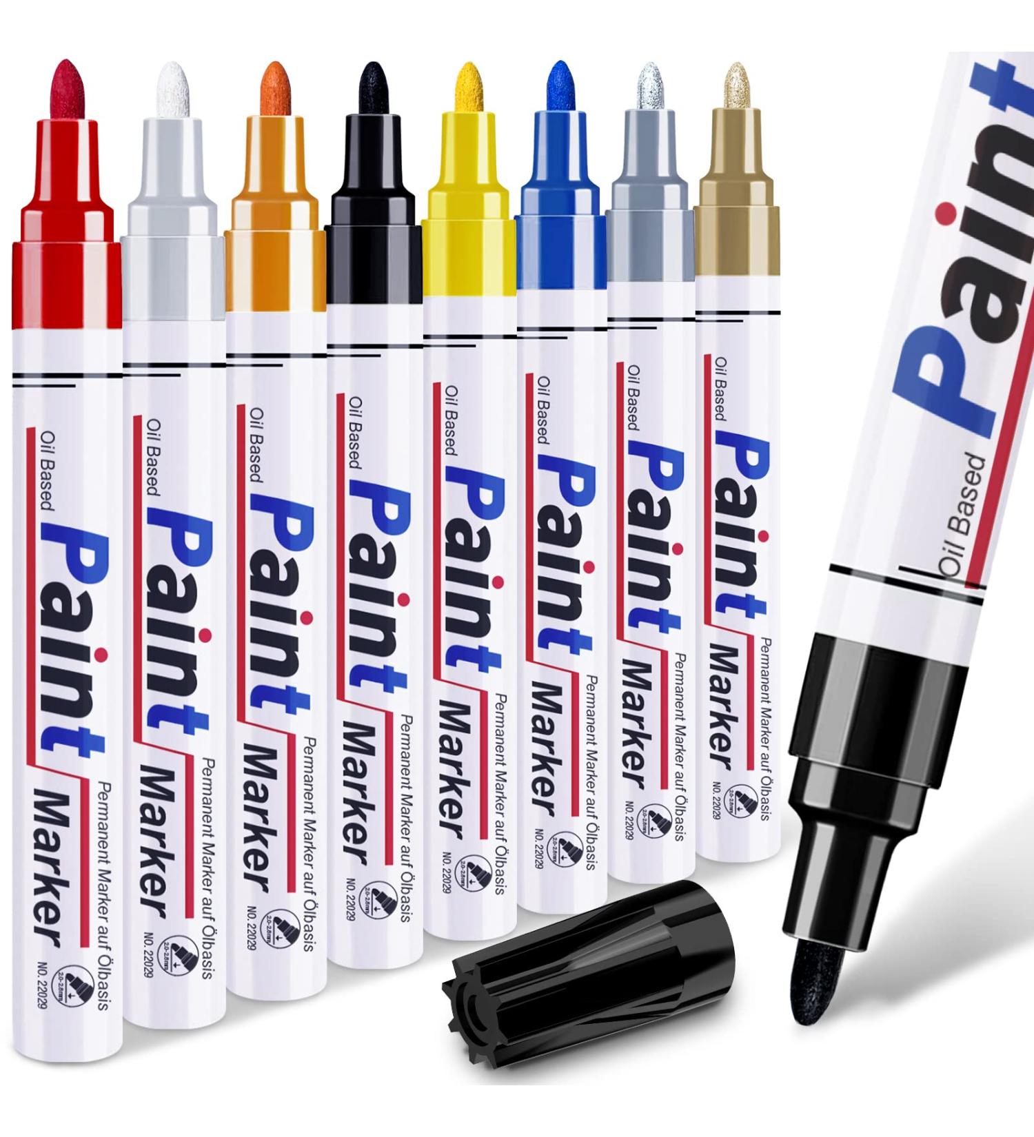 8 Colors Permanent Oil Based Paint Markers for Metal, Wood, Fabric, Ceramic - Waterproof Craft Supplies - Buy Online on GoSupps.com
