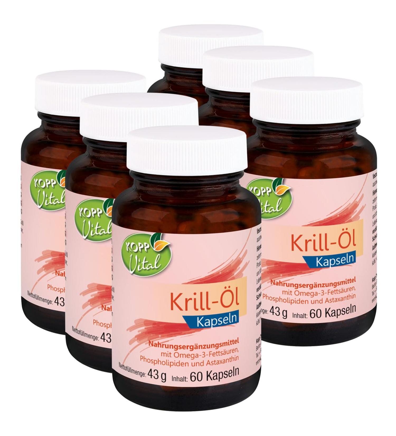 KOPP Vital Krill Oil Capsules - 6 x 60 Capsules | Omega-3 Fatty Acids | Pharmacy Quality | International Shipping Available - Buy Online on GoSupps.com
