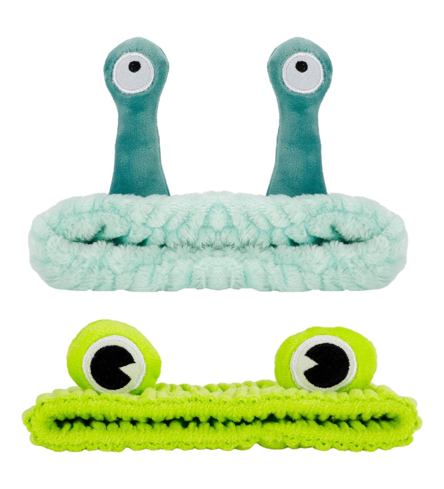 Spa Headband Set - Snail & Frog Design | 2pcs Hair Bands for Makeup, Skincare & Shower - Buy Online on GoSupps.com