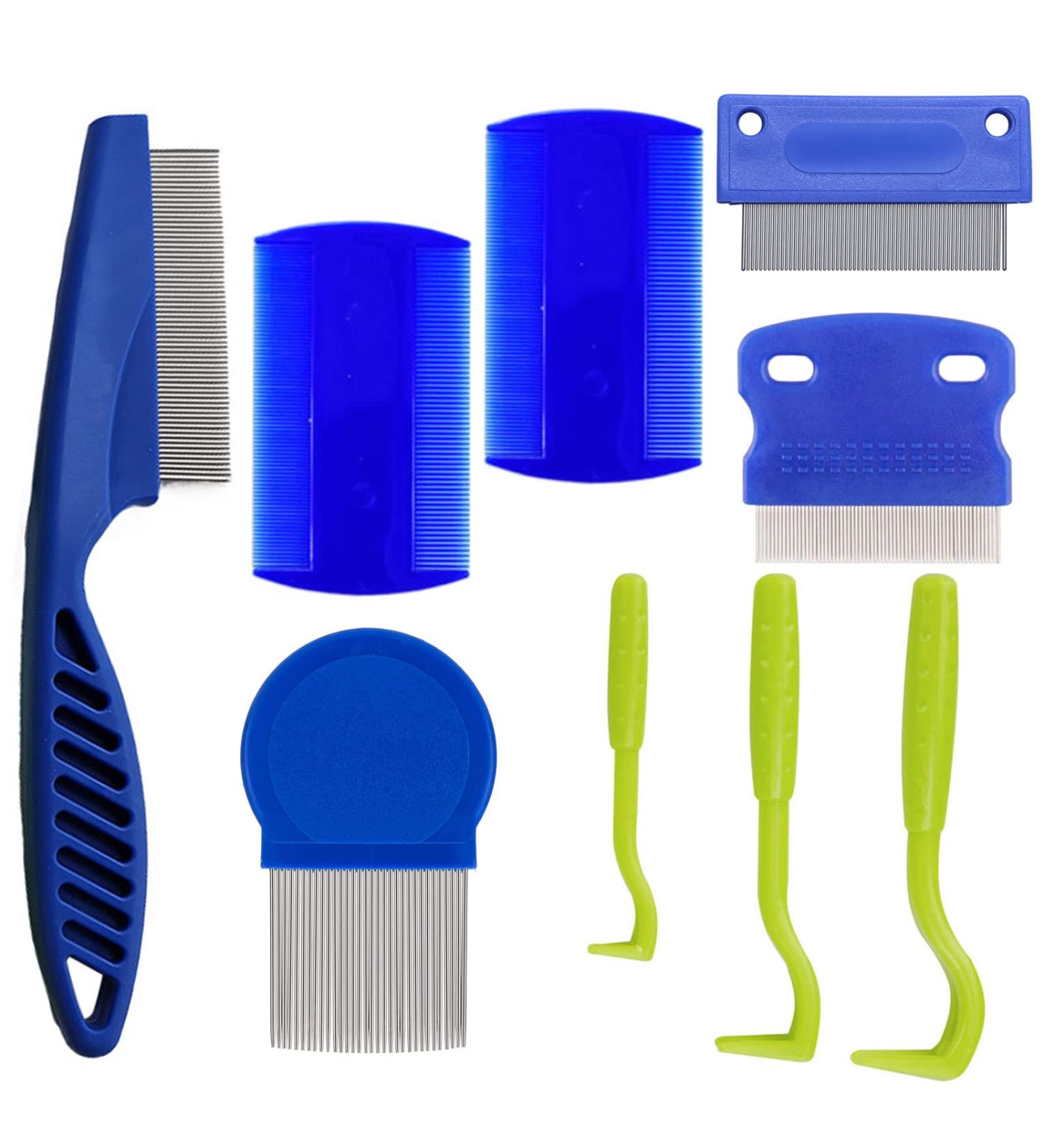 Auxhcyl 9-Piece Flea Comb Set for Cats & Dogs - Lice & Tick Remover with Dust Ridge Ideal for Knots & Dirt - Buy Online on GoSupps.com