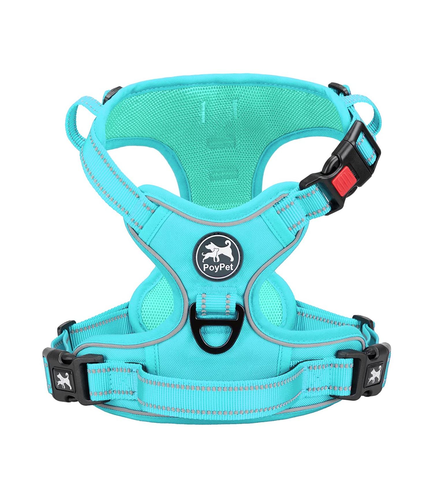POPOTT Reflective Dog Harness for Large Dogs - Adjustable Soft Padded Vest Without Choke Mint Blue Size L - Buy Online on GoSupps.com