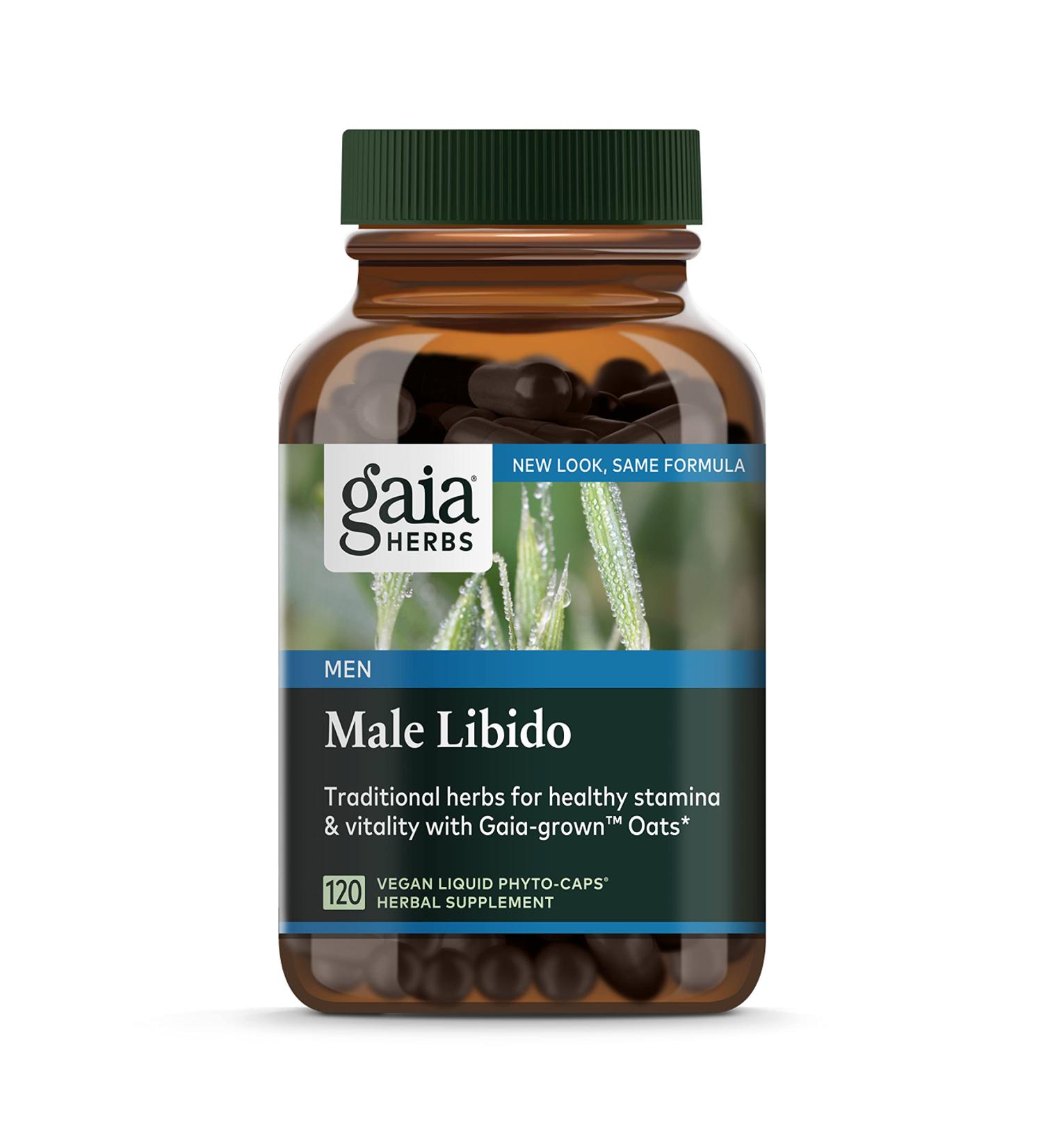 Gaia Herbs Male Libido - Herbal Supplement with Saw Palmetto  Horny Goat Weed  Maca & Oats - Supports Stamina  Vitality & Hormone Balance for Men - 120 Vegan Liquid Phyto-Capsules (30-Day Supply) 120 Count (Pack of 1) retail_packaging - Buy Online on GoSupps.com