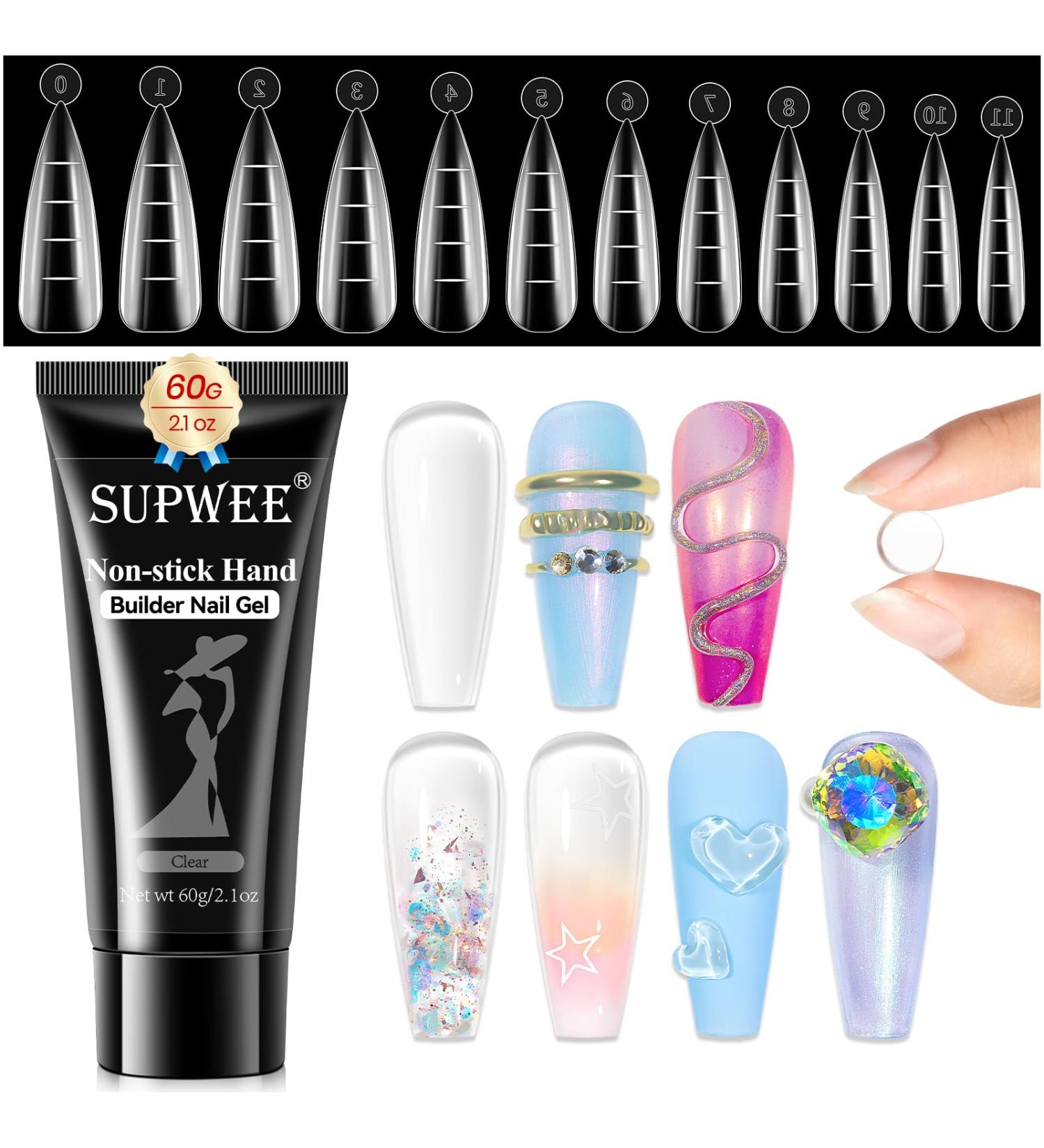 SUPWEE Solid Builder Gel for Nails 60g Large Capacity Clear Solid Sculpture Gel Non-Sticky Hand Poly Extension Gel Nail Art Hard Nails Manicure DIY at Home SW60 Clear