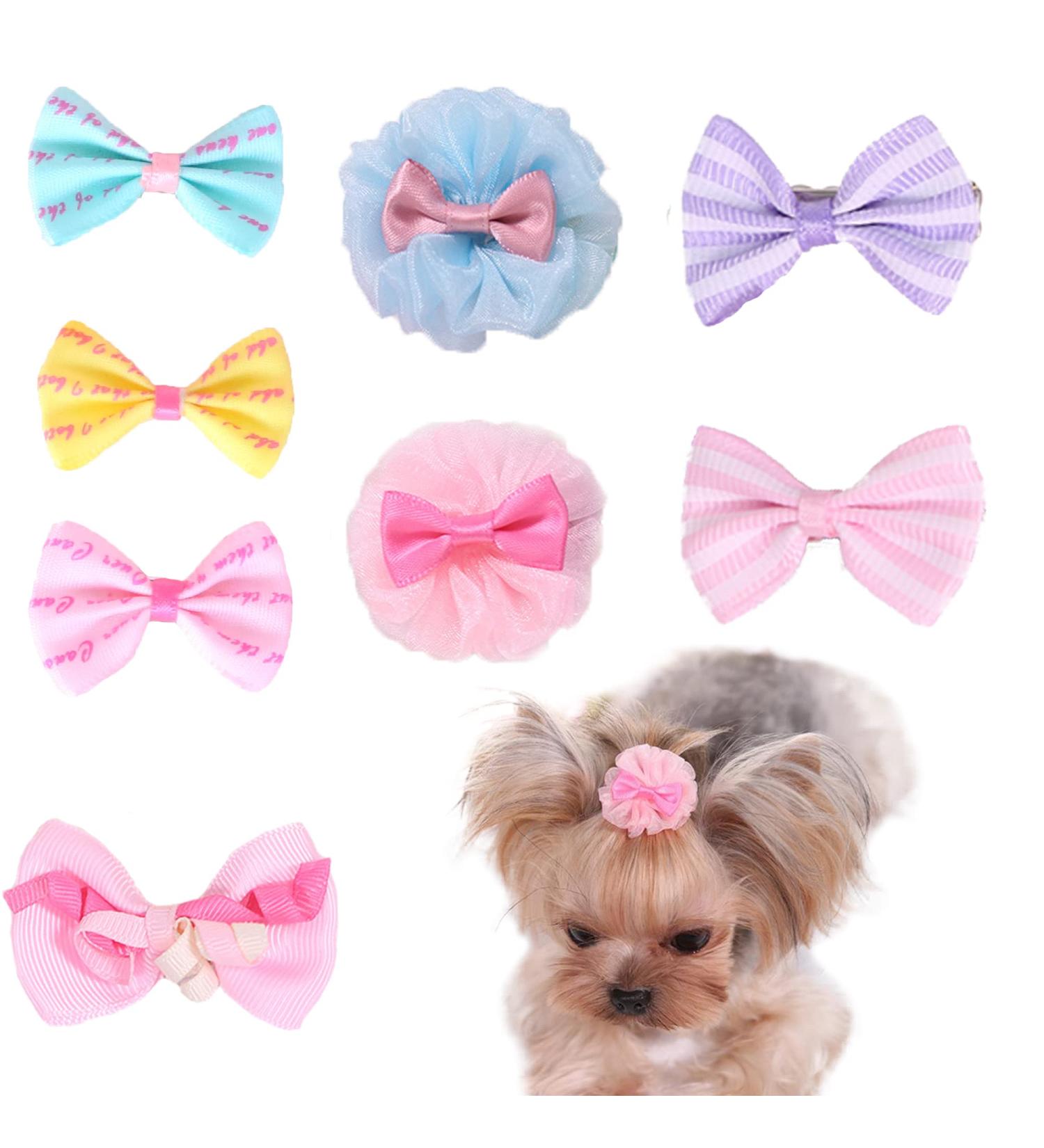 Hayaww 8 PCS Dog & Cat Hair Accessories - Stylish Bowknot Hair Ties & Grinding Gear for Pets - Buy Online on GoSupps.com