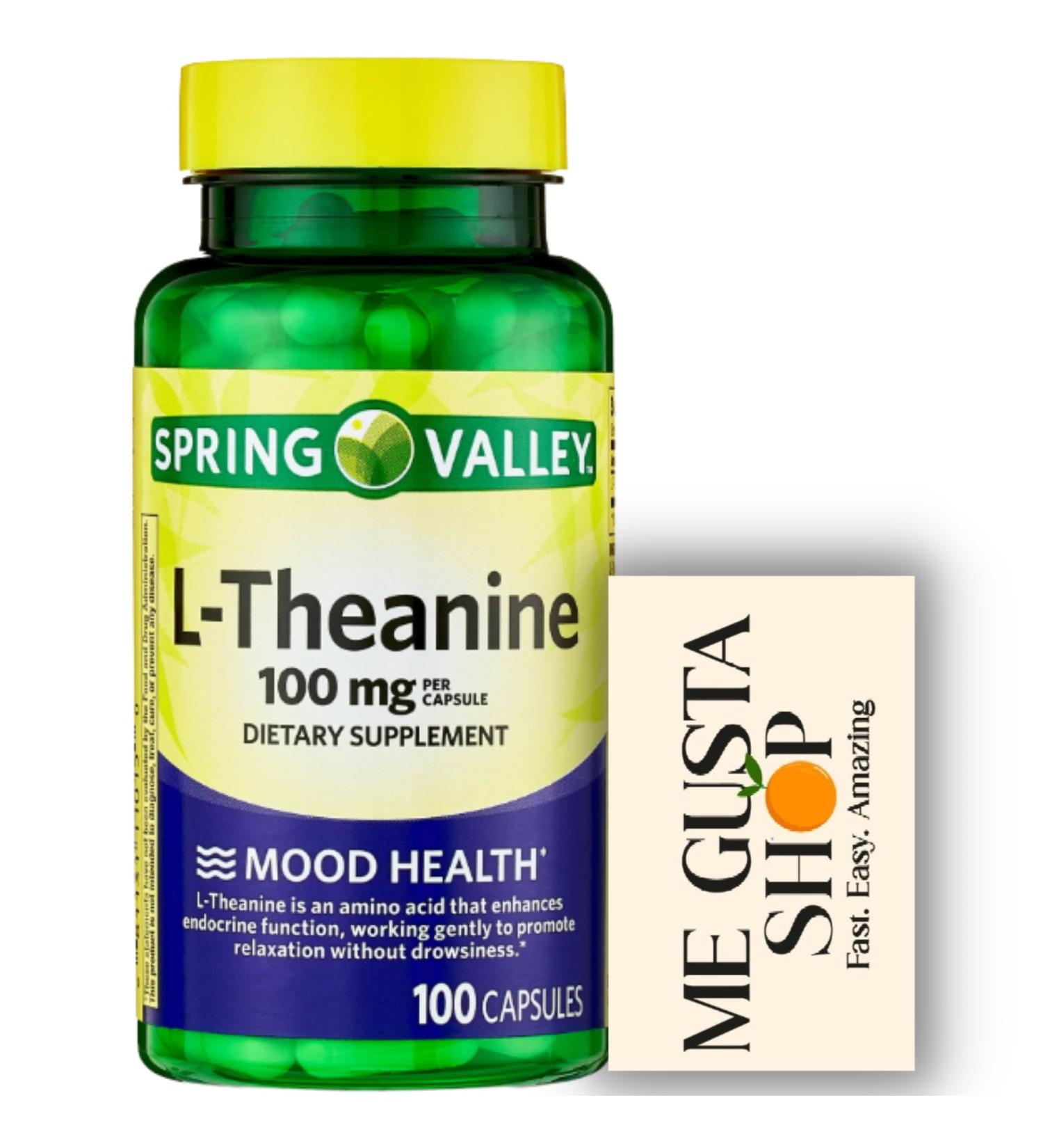 L-Theanine Spring Valley 100 mg Support 100 Count + me Gusta Sticker - Buy Online on GoSupps.com