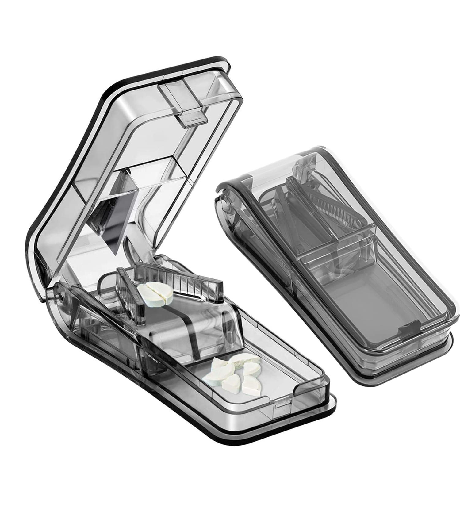Pill Tablet Cutter for Small or Large Pills - Sharp Blade, Pill Splitter & Storage Compartment (Black) - Buy Online on GoSupps.com