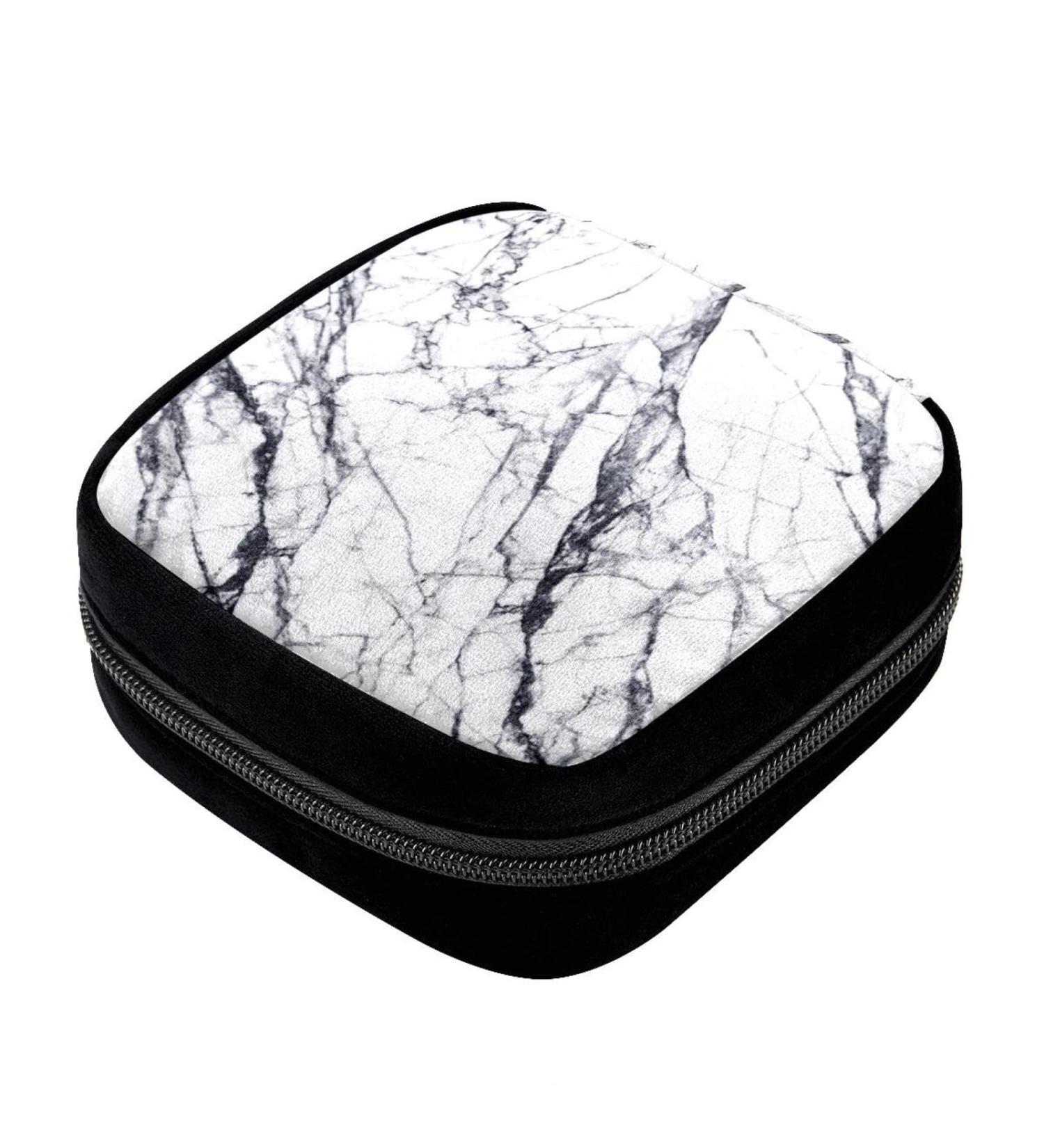 GIAPB Period Bag Sanitary Napkin Storage Holder | Period Makeup Pouch | Black White Marble Color - Buy Online on GoSupps.com