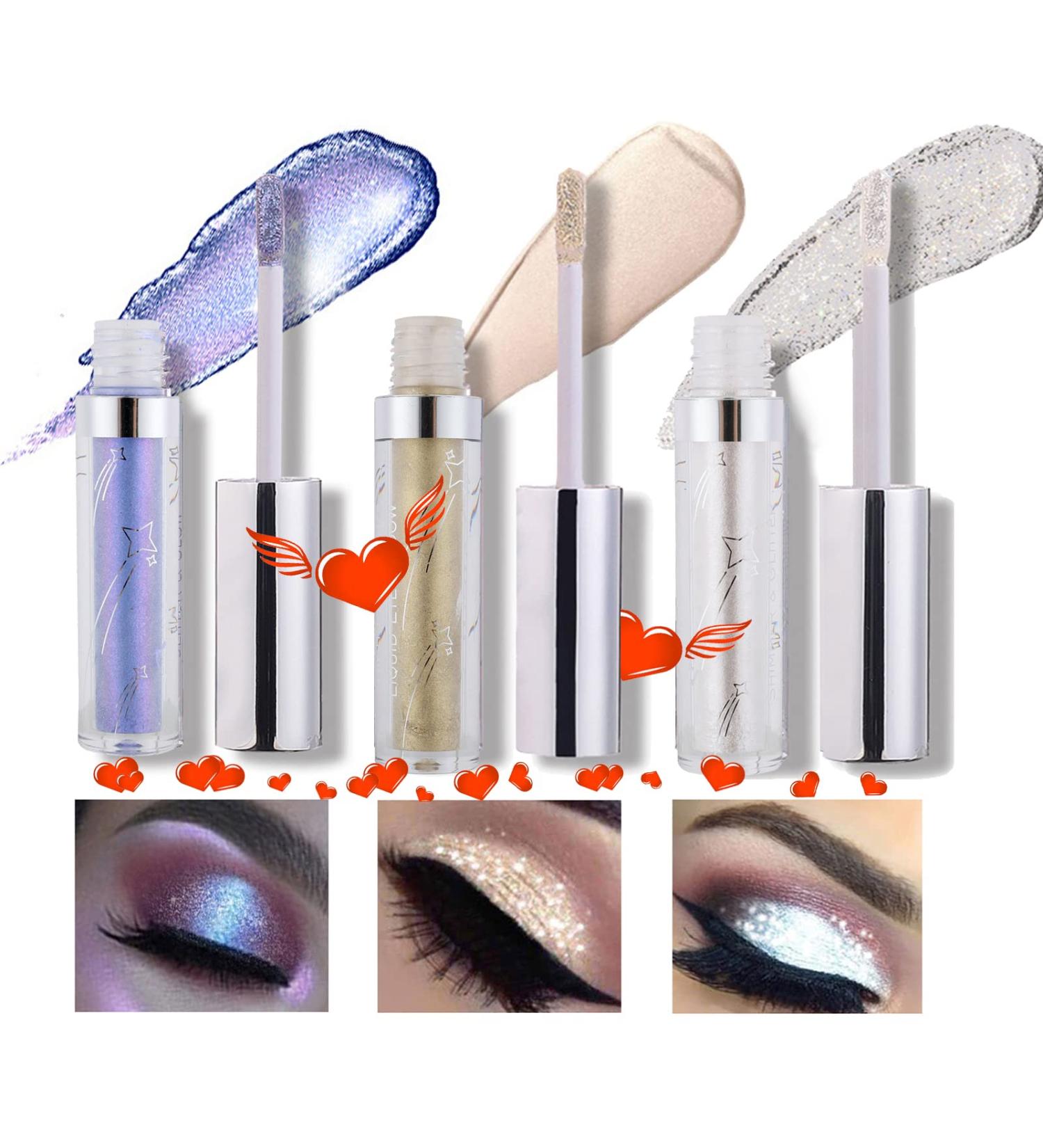 Hotiary Shimmer Liquid Eyeshadow Set - Metallic Glitter Eye Makeup Trio | Long Lasting Waterproof Formula - Buy Online on GoSupps.com
