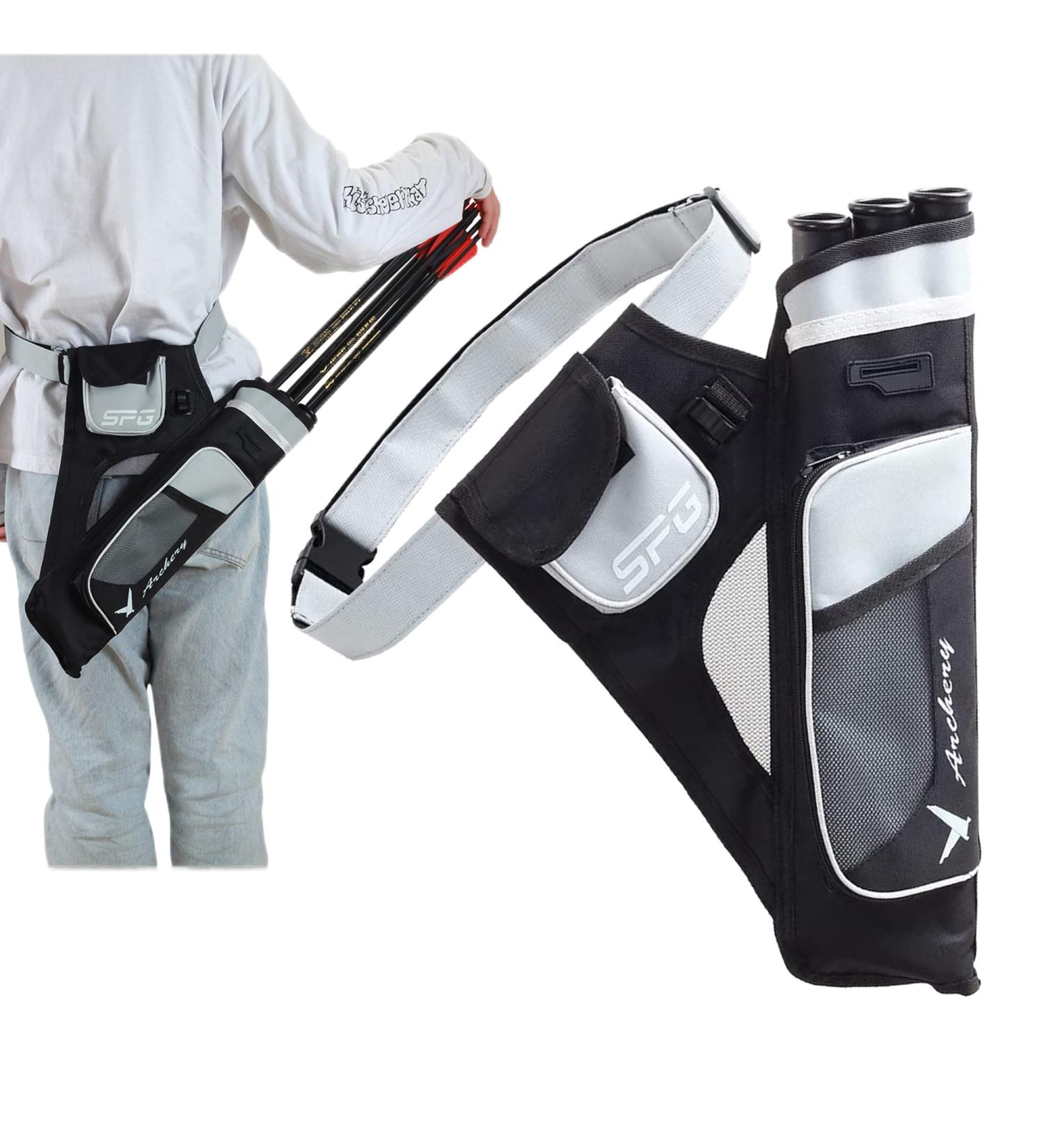 SOPOGER Archery Hip Quiver - 3 Tube Grey Bow Belt Quiver for Youth, Teens, and Adults - Buy Online on GoSupps.com