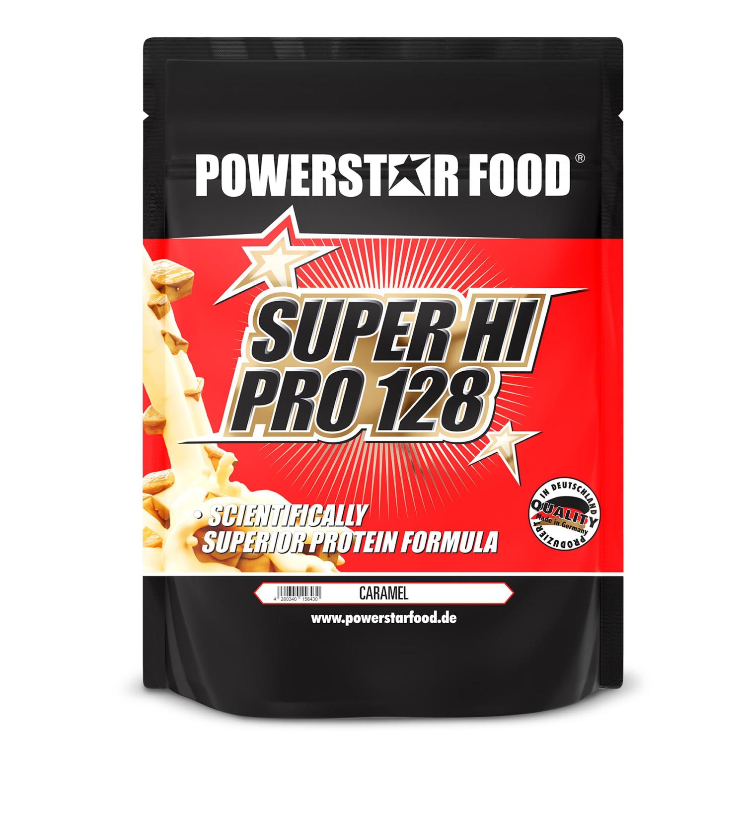 Powerstar Super Hi Pro 128 | 1kg Multi-Component Protein Powder Caramel | 80% Protein for Muscle Building & Weight Loss - Buy Online on GoSupps.com