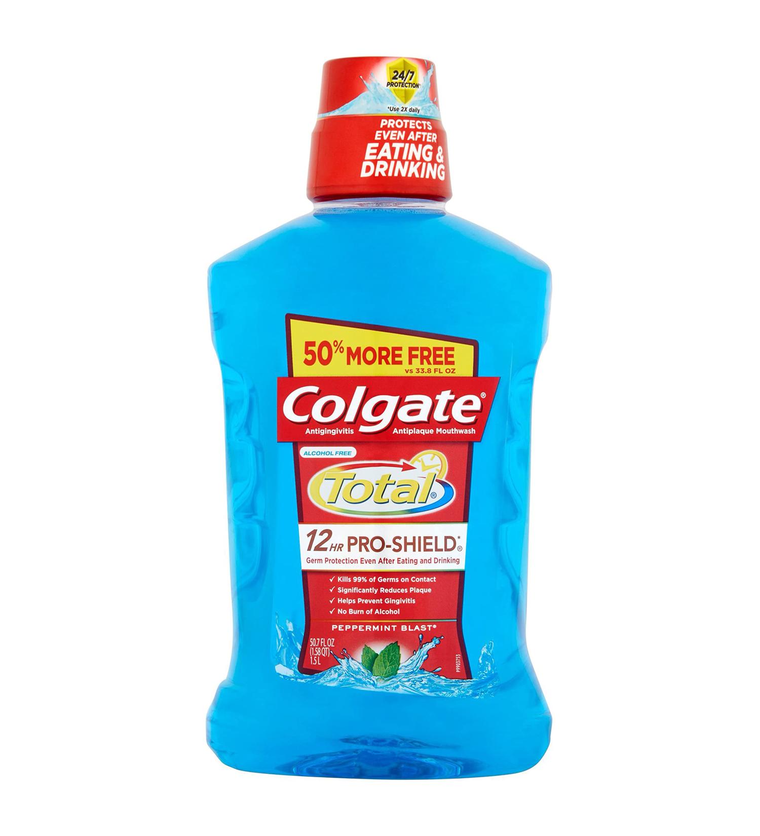 Colgate Total Advanced Pro-Shield Peppermint Blast Mouthwash 50.7 Fl Oz - Freshens Breath & Protects Against Bacteria - Buy Online on GoSupps.com