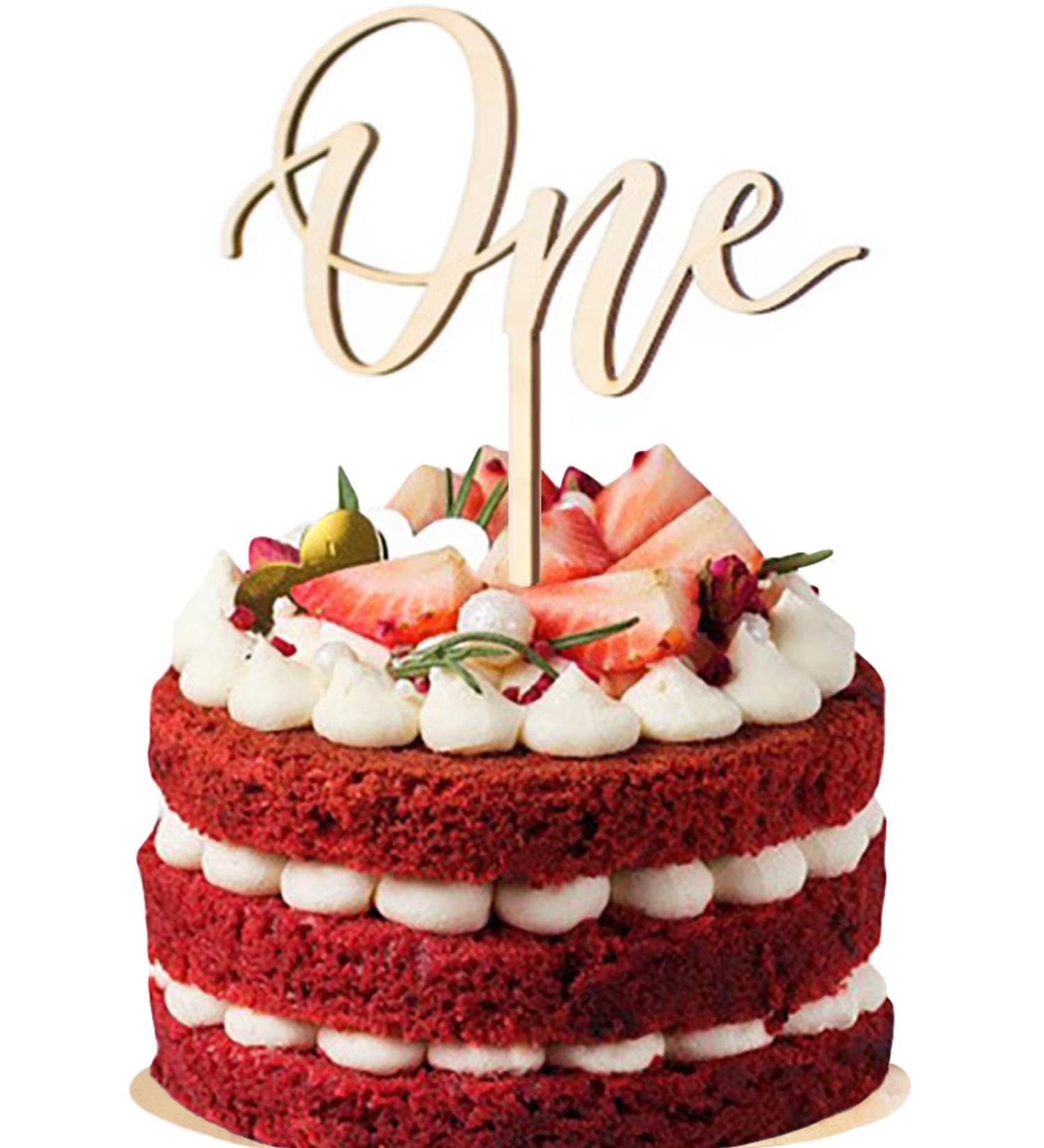 One Cake Toppers Wooden First Birthday Cake Picks for Boy and Girl 1st Birthday Baby Shower First Anniversary Party Cake Decorations Supplies - Buy Online on GoSupps.com