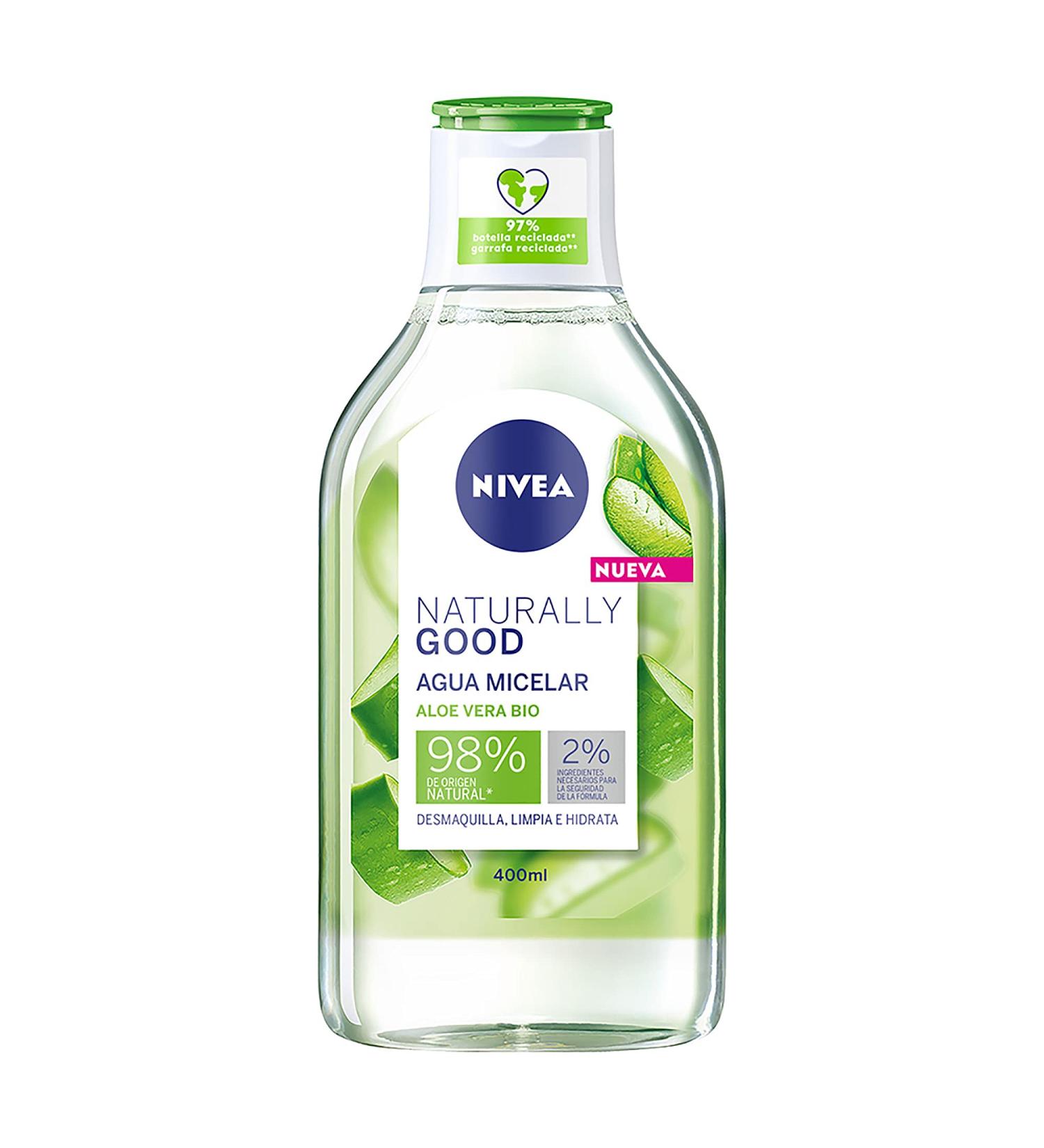 Nivea Naturally Good Micellar Water with Organic Aloe Vera (400 ml) - Facial Cleanser for Makeup Removal & Impurities Natural Hydrating Ingredients - Buy Online on GoSupps.com