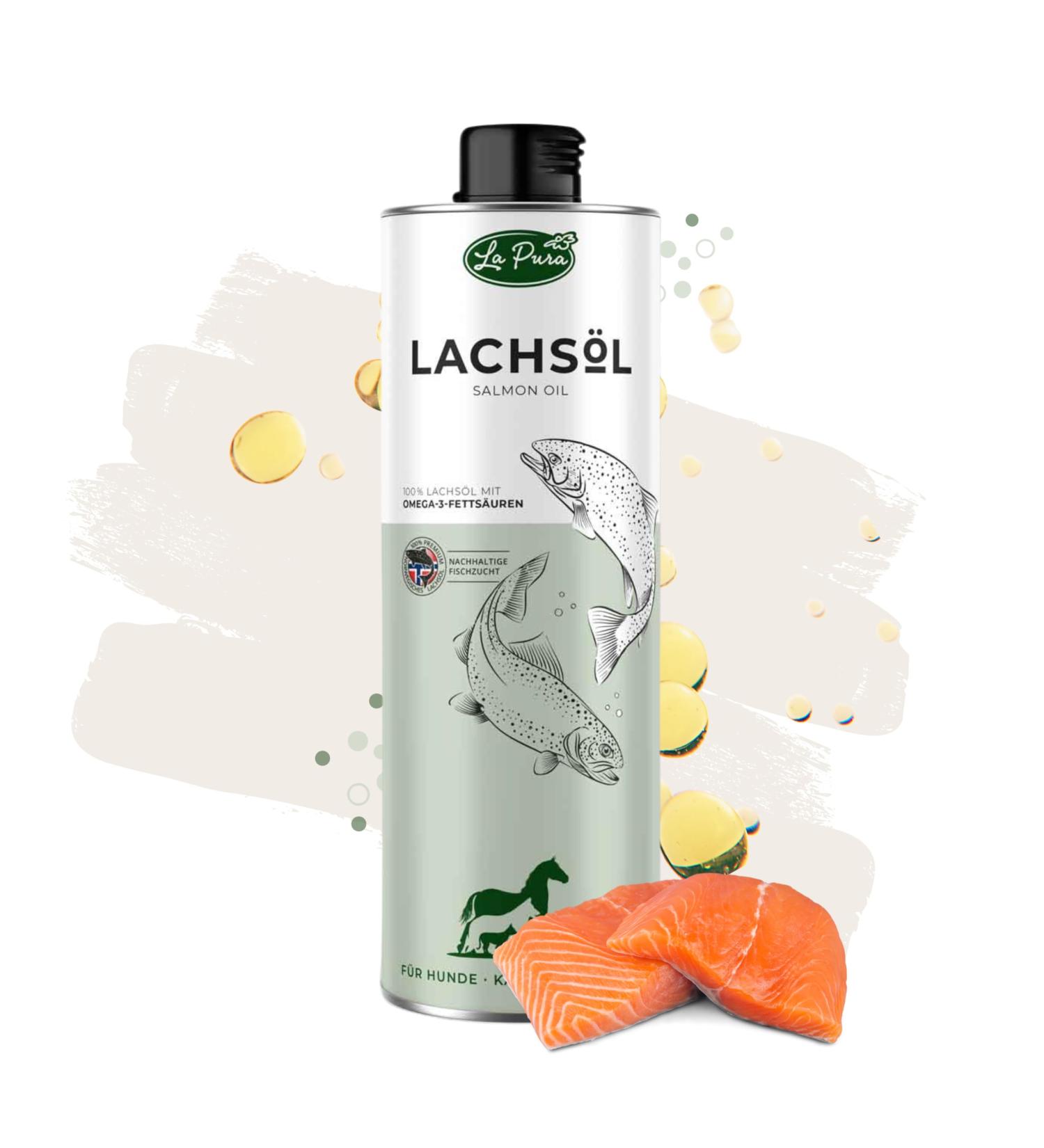 Lapura Salmon Oil for Dogs Cats & Horses - 100% Sustainable Omega 3 & 6 Fatty Acids | Cold-Pressed from Norway | 1L - Buy Online on GoSupps.com