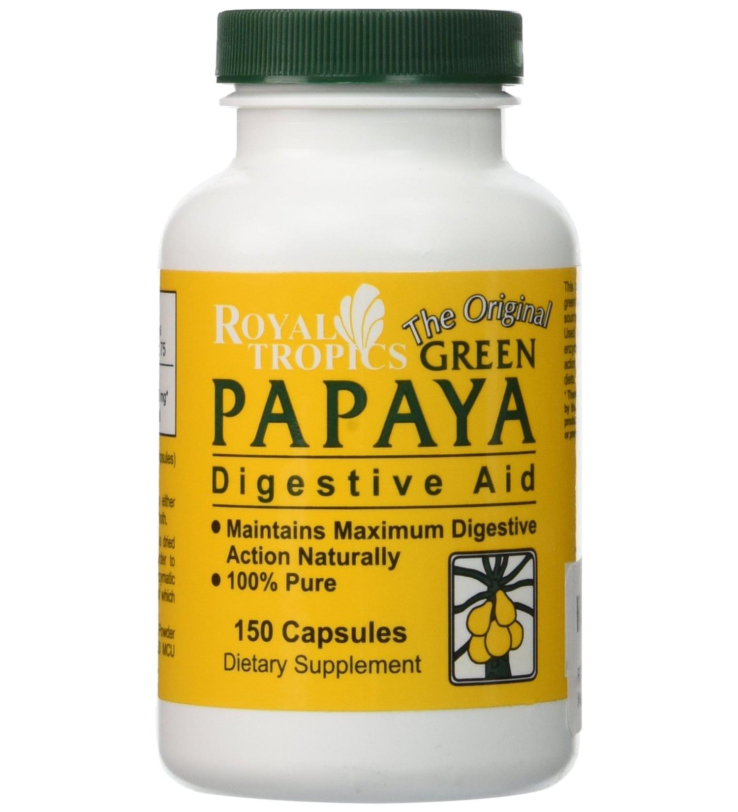 Royal Tropics Green Papaya Digestive Aid - 150 Capsules for Natural Digestion Support - Buy Online on GoSupps.com