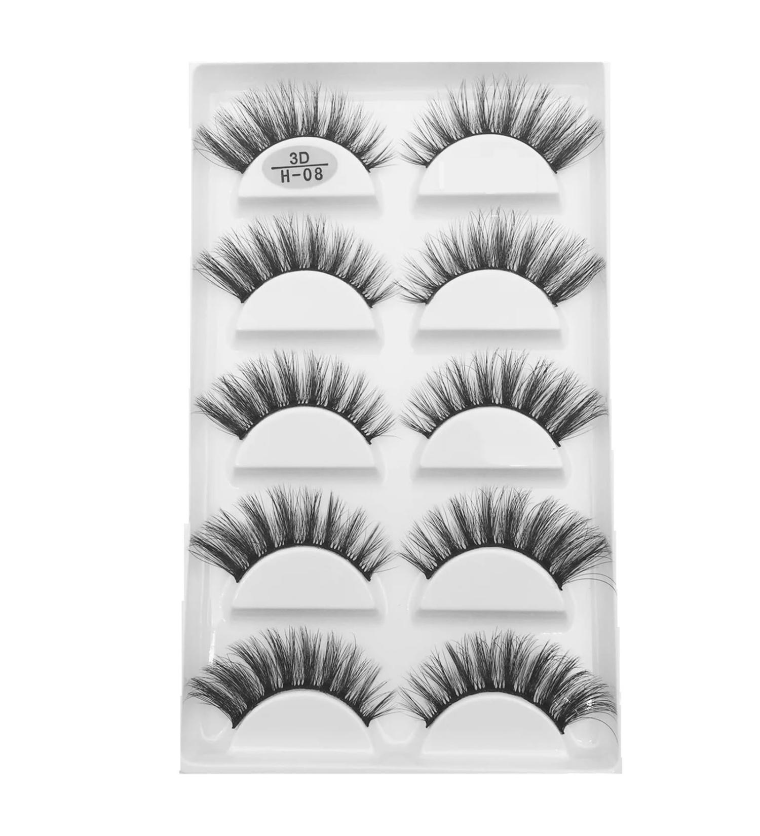 UAMOU 16 Style 10/50 Boxes 3D Mink Lashes Natural Cross False Eyelashes Long Messy Makeup Eye Lashes Faux Cils Maquillaje Cheerfully (Color : 5Pairs H 08 Size : 50 Boxes 250Pairs) - Buy Online on GoSupps.com