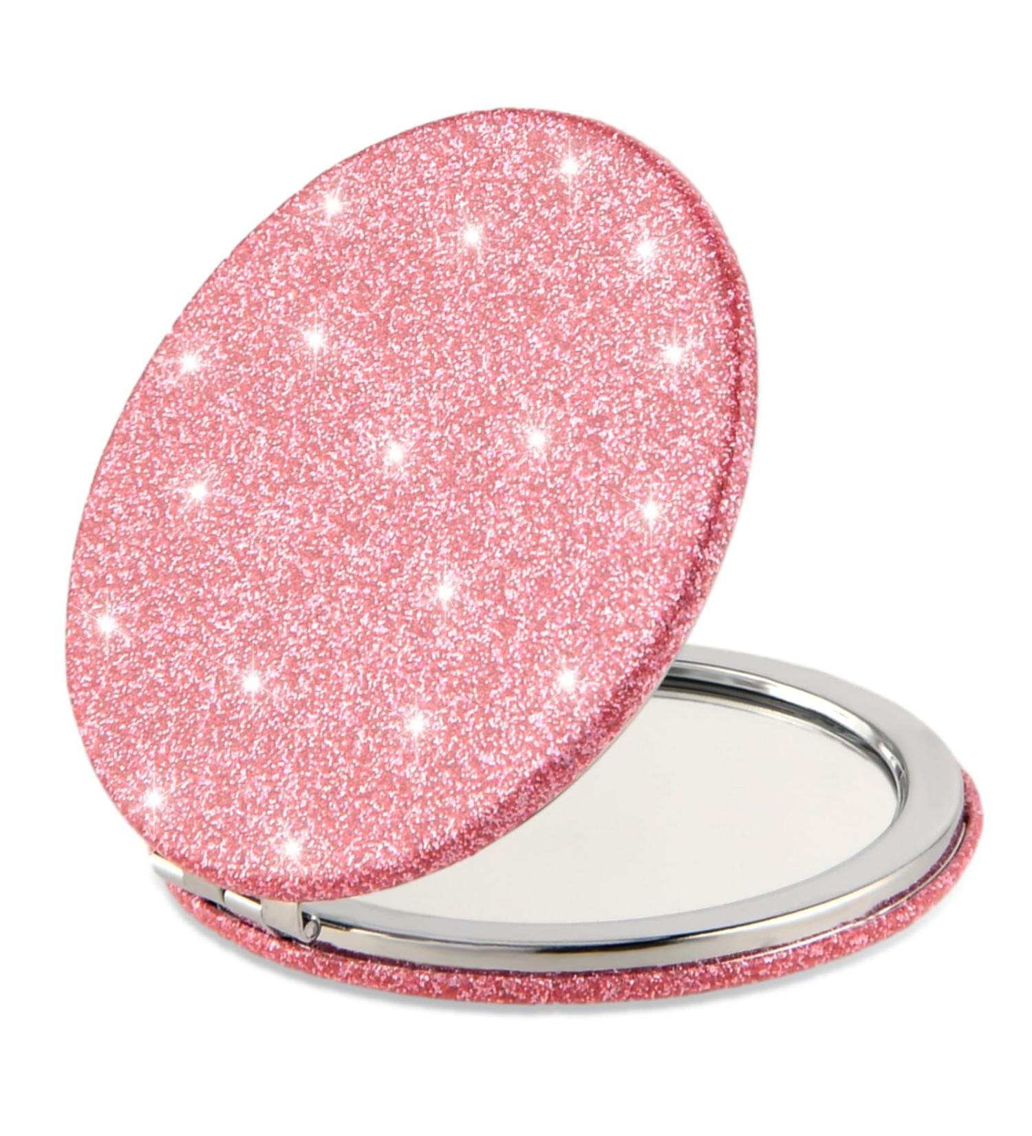 Dimeho Travel Makeup Mirror - Portable Mini Pocket Mirror, Double-Sided 2X/1X Magnifying Compact Cosmetic Mirror, Folding Handheld Mirror for Purses Travel (Pink) - Buy Online on GoSupps.com
