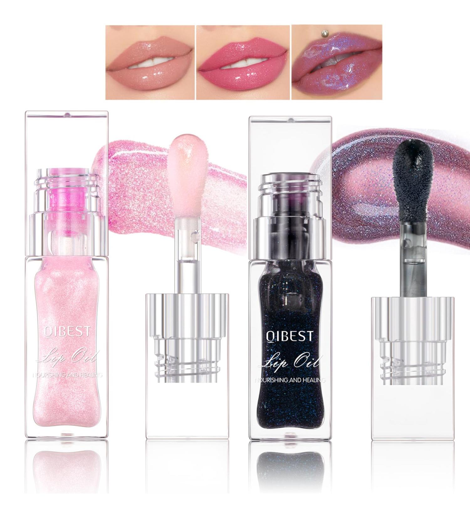 Magic Color Changing Lip Oil | Moisturizing Plumping Lip Gloss | Temperature Change Tinted Lip Care (Pink & Black - Buy Online on GoSupps.com