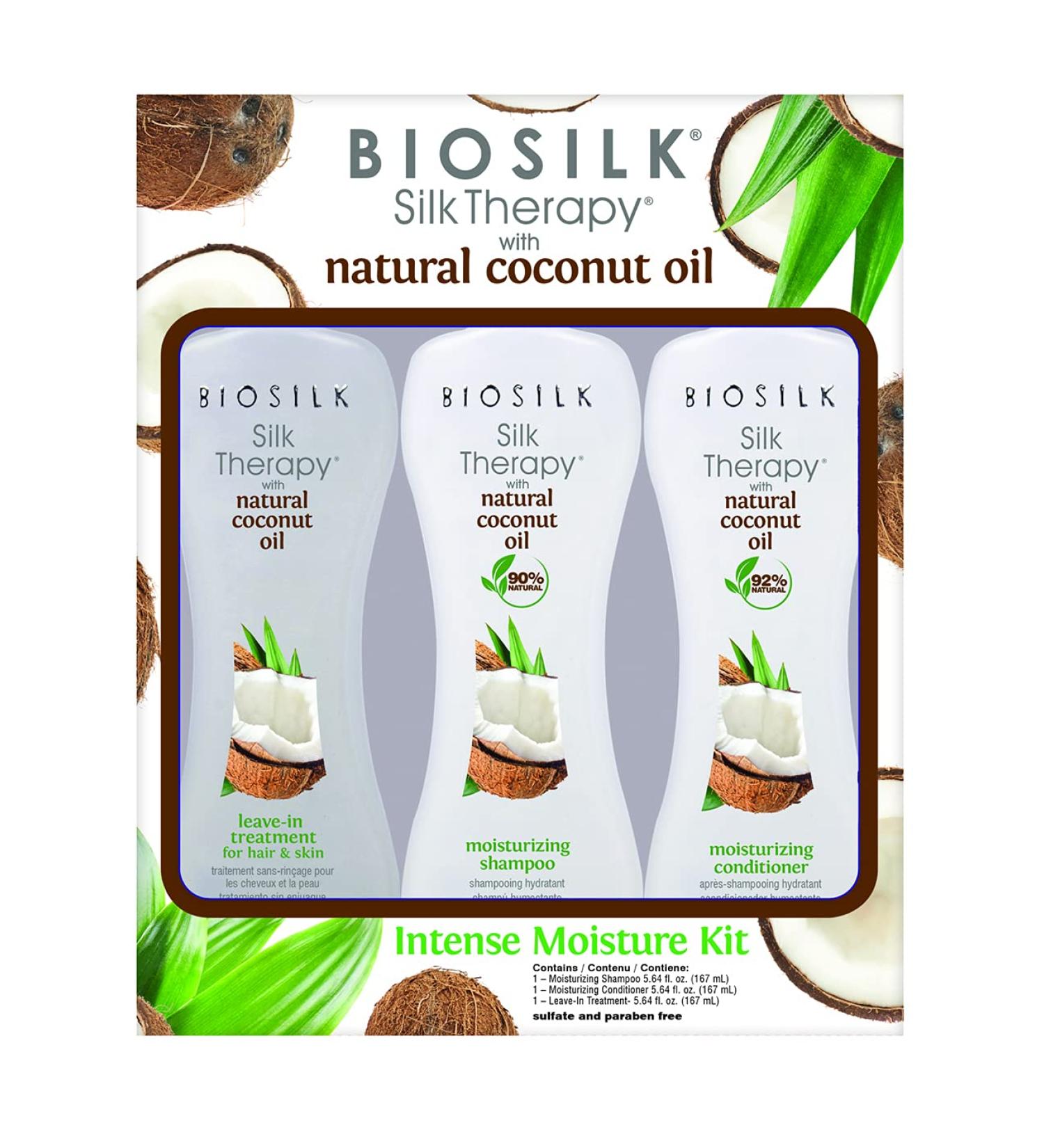 BioSilk Silk Therapy Natural Coconut Oil Intense Moisture Kit With Silk Therapy Coconut Leave-in 5.64oz 23.28 fluid_ounces