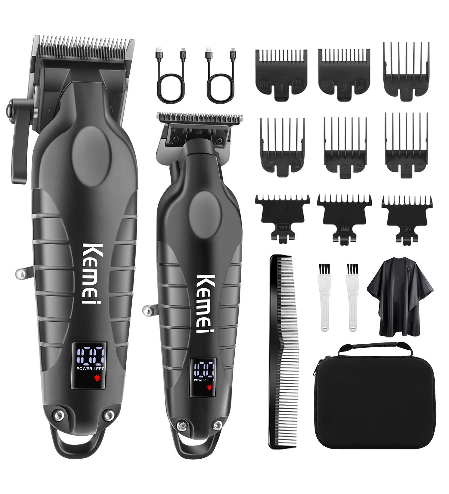 Buy Kemei Professional Cordless Hair Clipper & Trimmer Set for Men | Electric Beard Trimmer with LCD Display - KM-2290 & KM-2293 | International Shipping Available - Buy Online on GoSupps.com