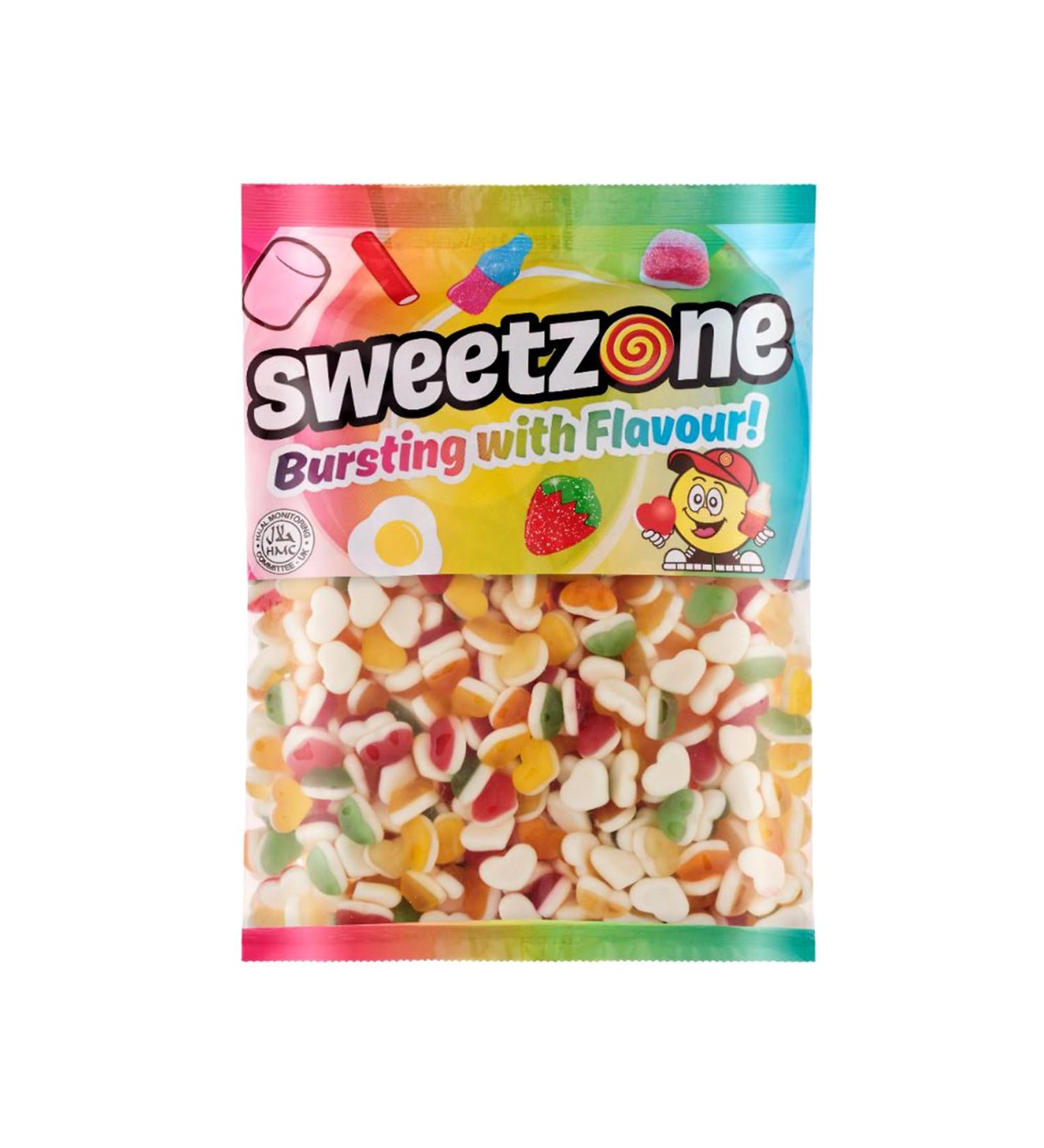 Sweetzone Fruity Love Hearts Sweet Tub Mixed-Fruit Halal Sweets Tub 1kg Heart Sweets for Sweet Enthusiasts and Gummy Sweets Connoisseurs - Buy Online on GoSupps.com