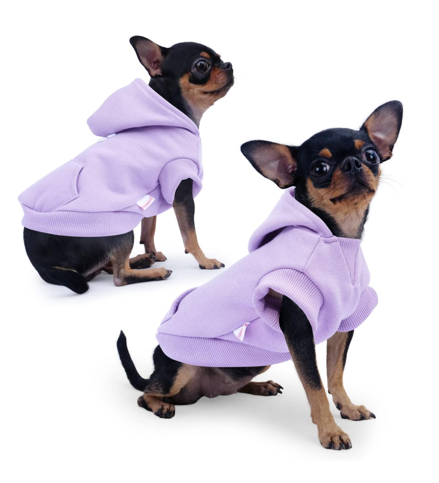 Frienperro 100% Cotton Small Dog Hoodie - Winter Warm Pet Sweatshirt for Chihuahua, Teacup Yorkie, Small Dogs - Purple X-Small - Buy Online on GoSupps.com