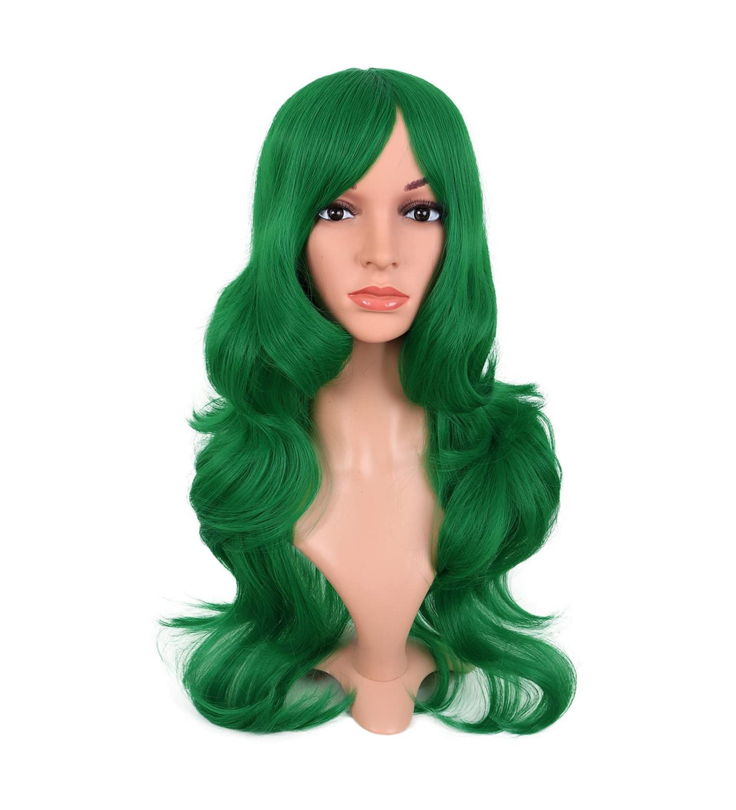 Buy MapofBeauty 24 Inch Grass Green Long Wavy Wig - Charming Plastic Fiber Full Wig for Women Party Style - Buy Online on GoSupps.com