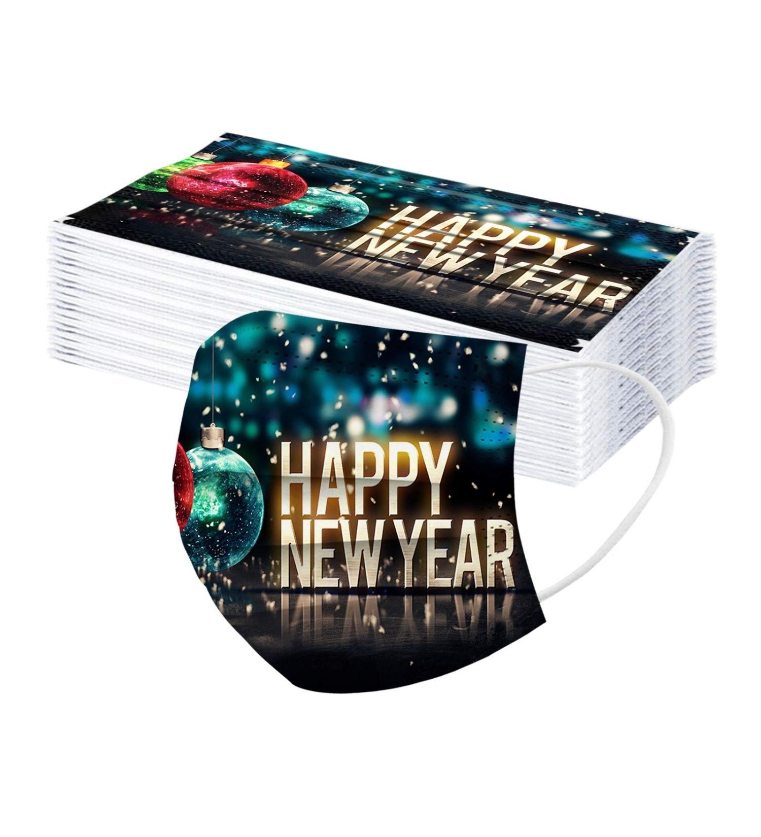 ZQP BEUU 30PCS Happy New Year 2021 Disposable_Face_M sks with a Elastic Earloop for Kid Multiple Pattern Combinations 3-ply Face Facial Protection Pads for Party High Filtration and Ventilation - Buy Online on GoSupps.com