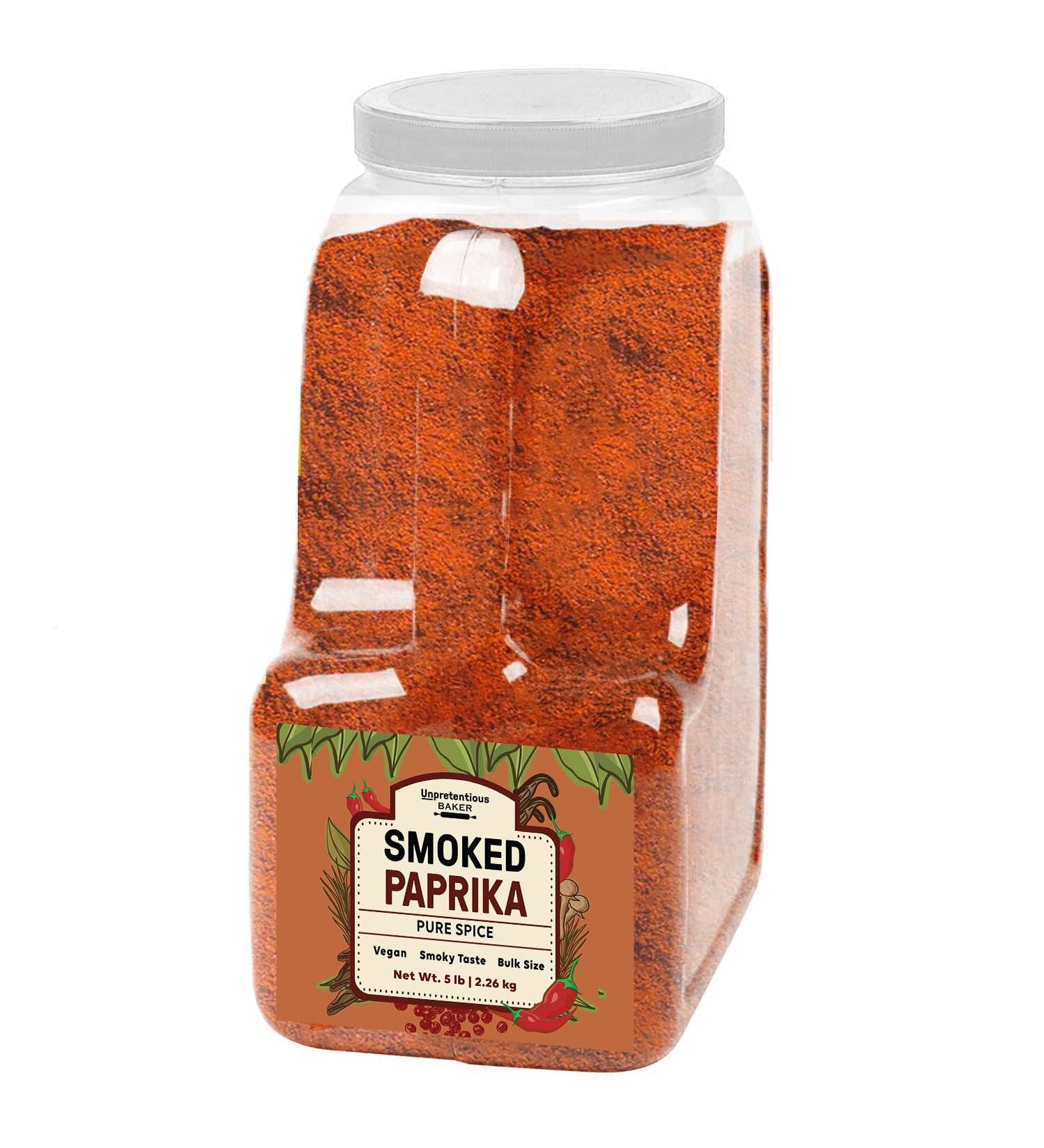 Smoked Paprika by Unpretentious Baker 5 lb Jar Ground Spice From Dried Red Chili Peppers Smoked Flavor 5 Pound - Buy Online on GoSupps.com