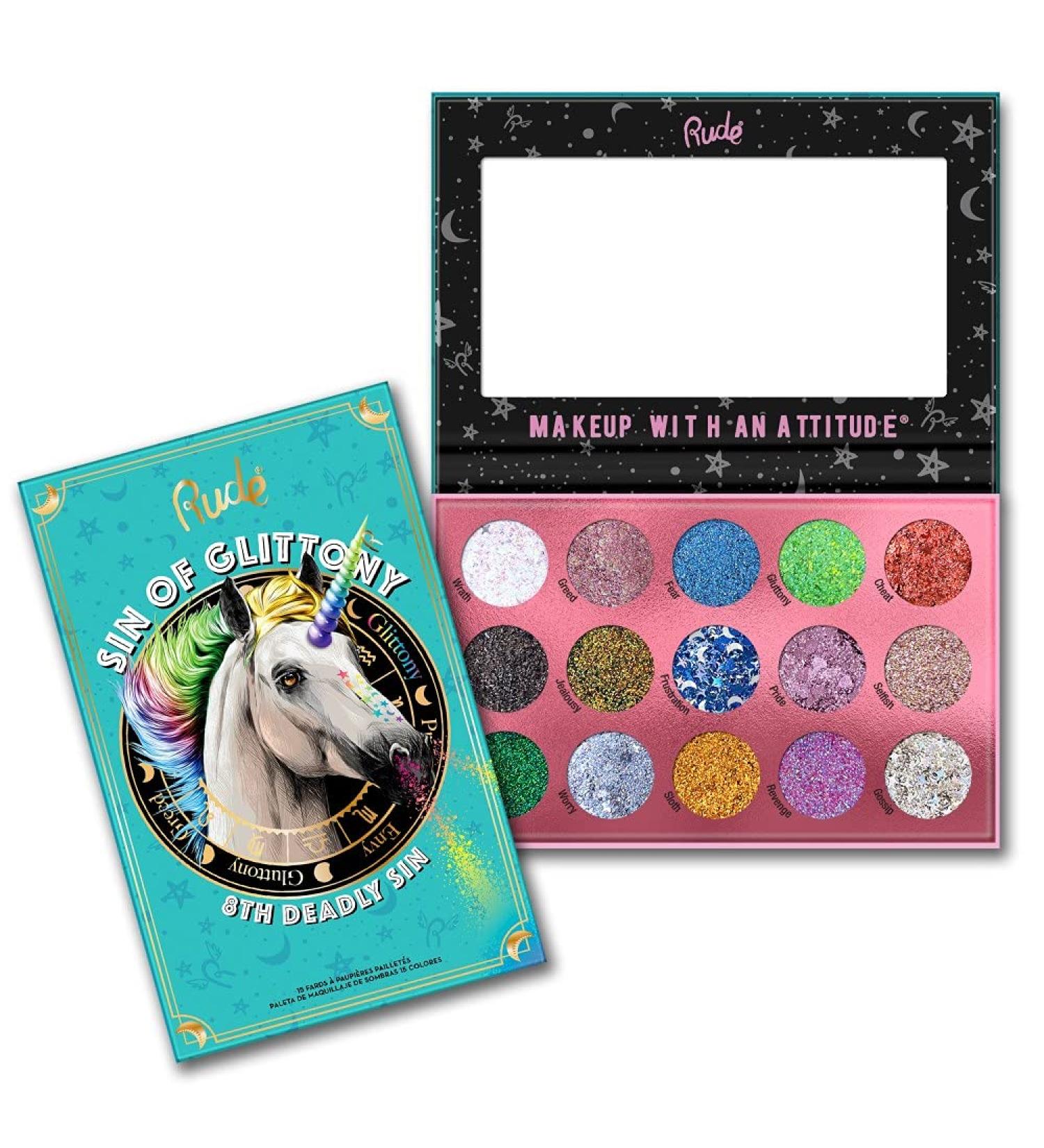 Rude Cosmetics Sin of Glittony Glitter Palette - Sparkling Eye Shadow for Women | 0.634 oz - International Shipping Available - Buy Online on GoSupps.com